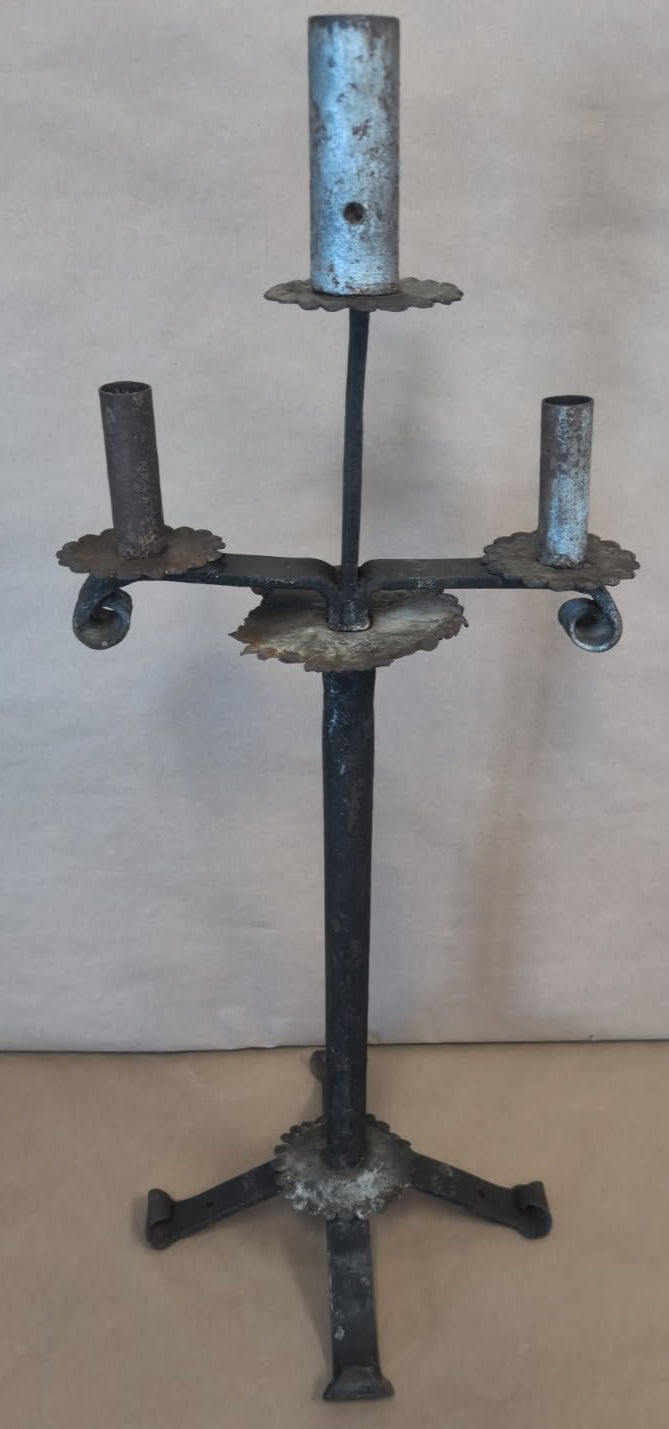 Large Gothic antique double candlestick