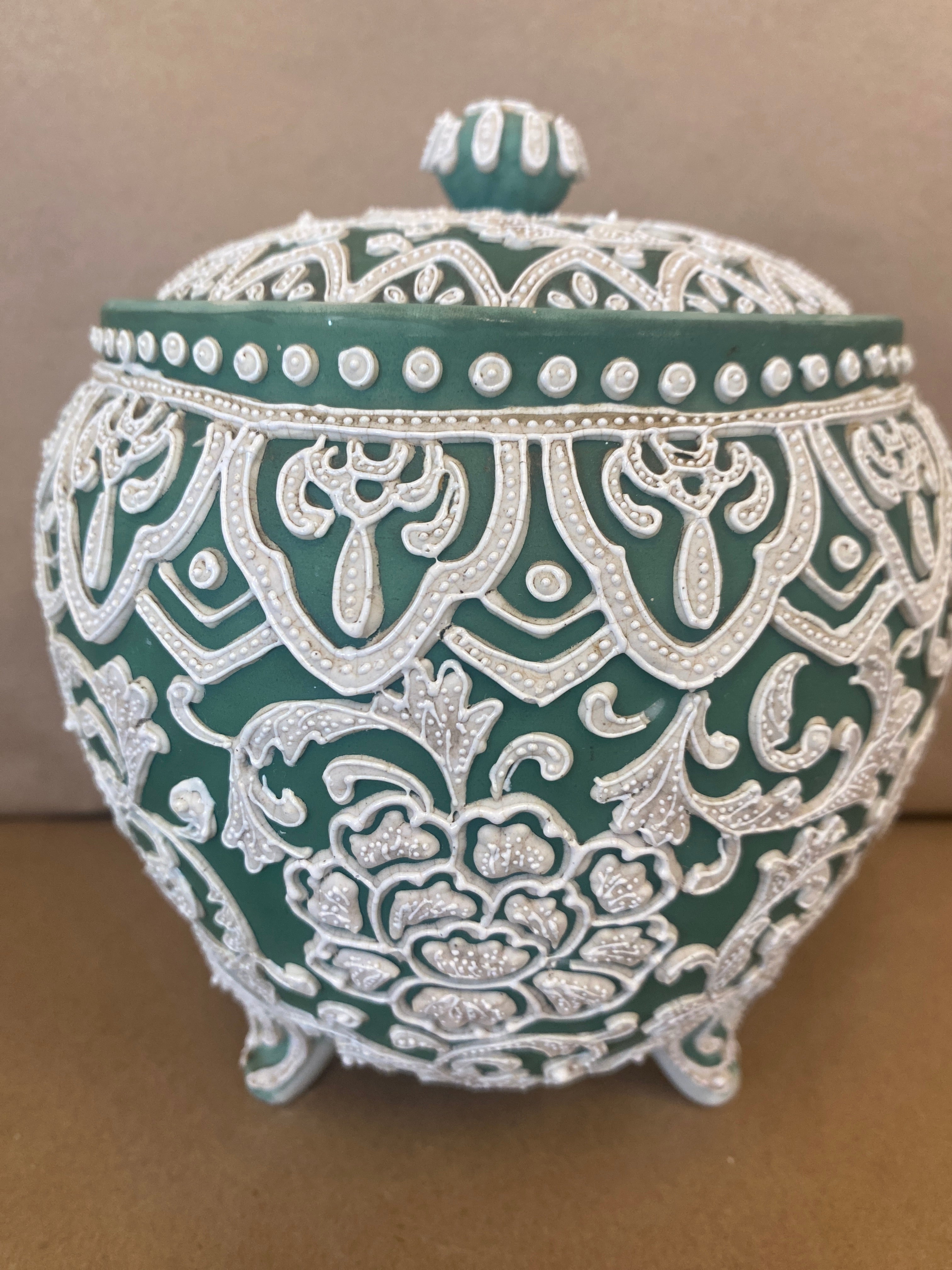 Japanese Moriage, Antique Biscuit Jar