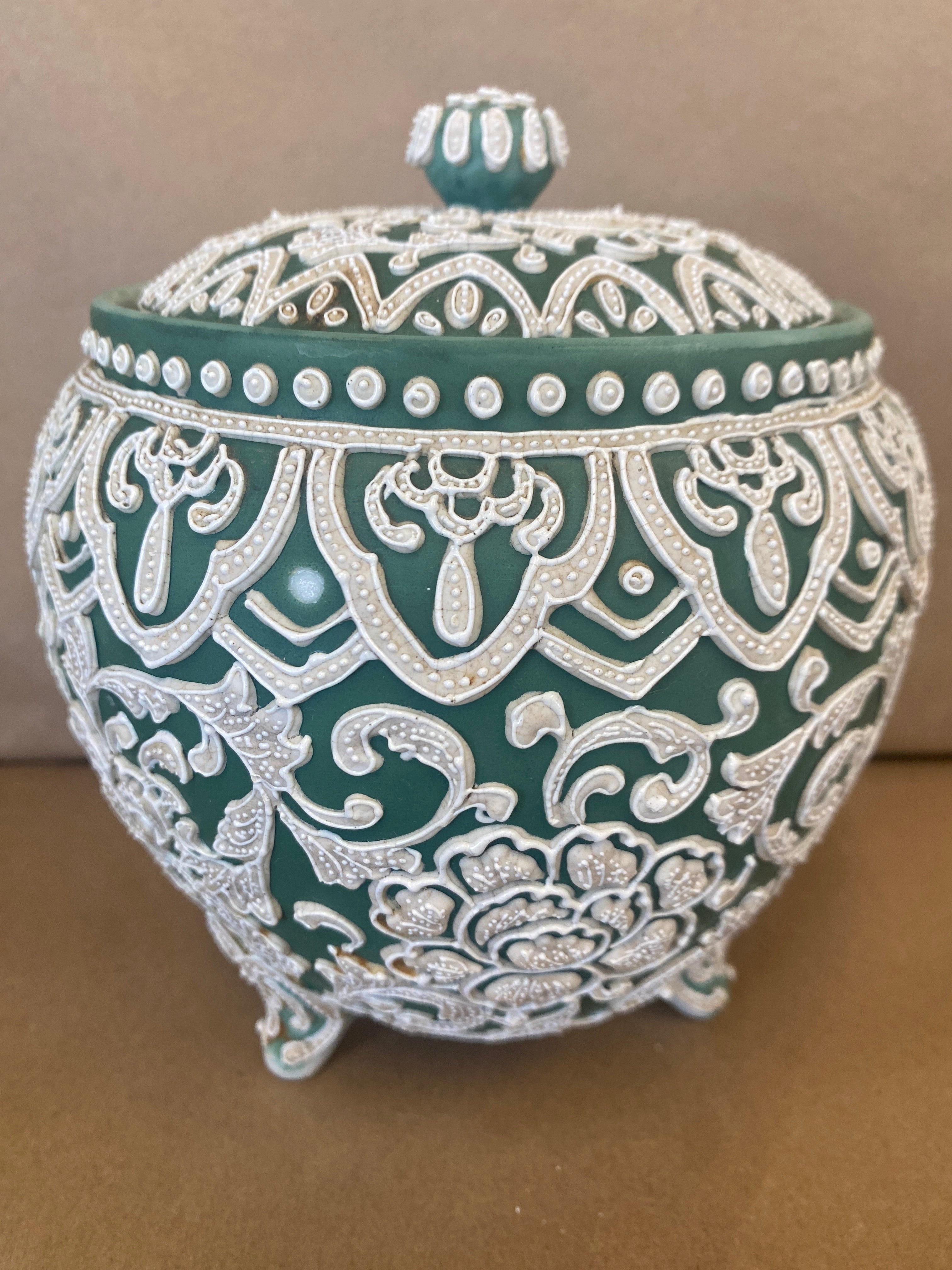 Japanese Moriage, Antique Biscuit Jar