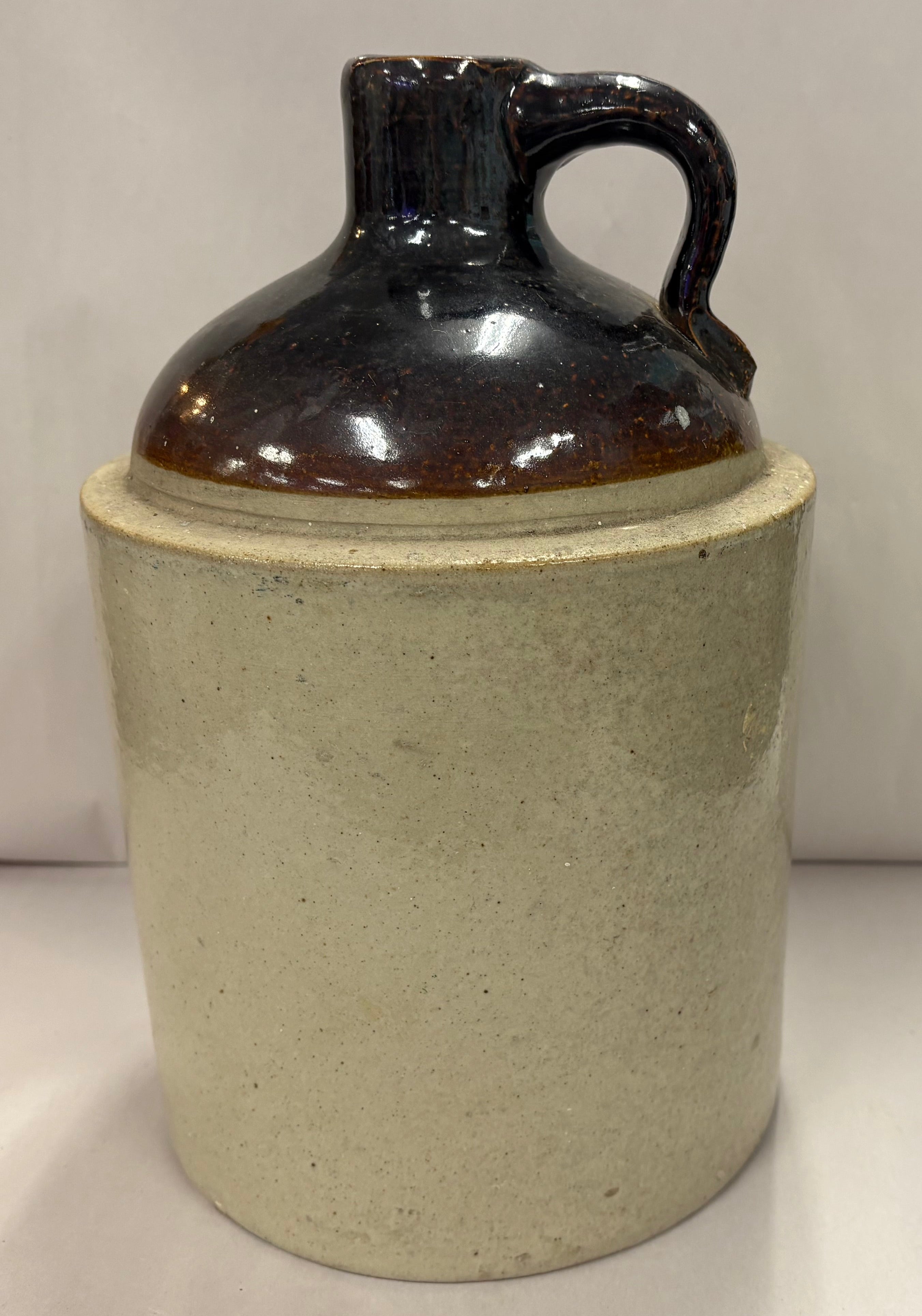 Vintage Whiskey Stoneware Brown and White Jug