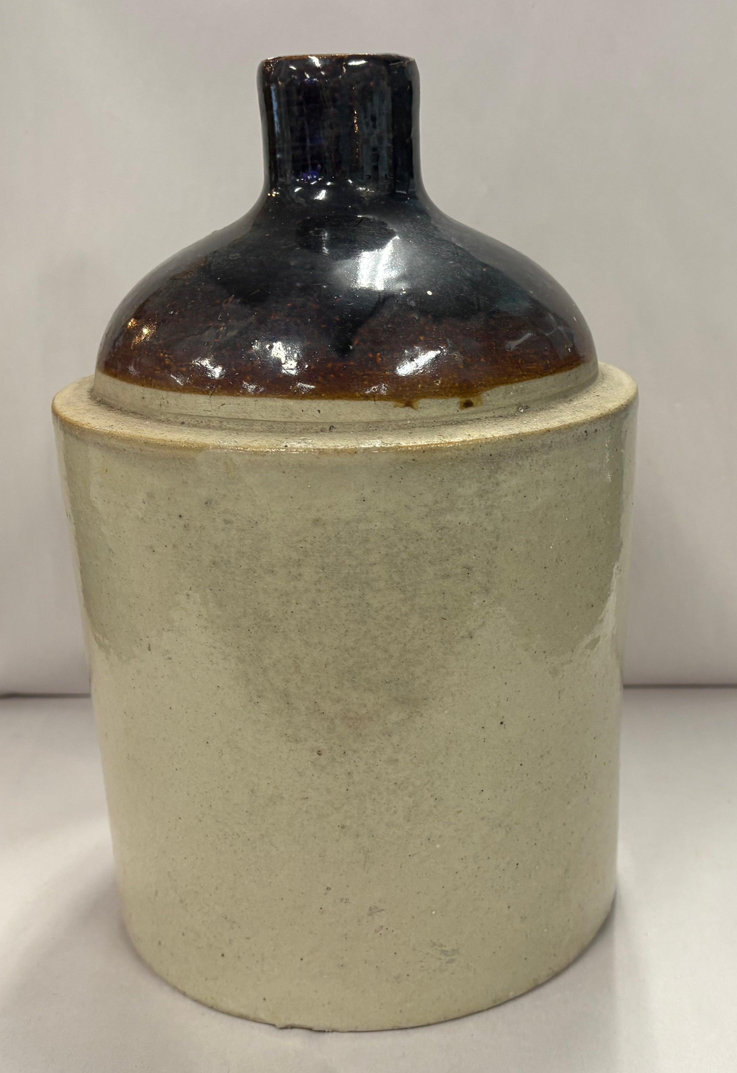 Vintage Whiskey Stoneware Brown and White Jug