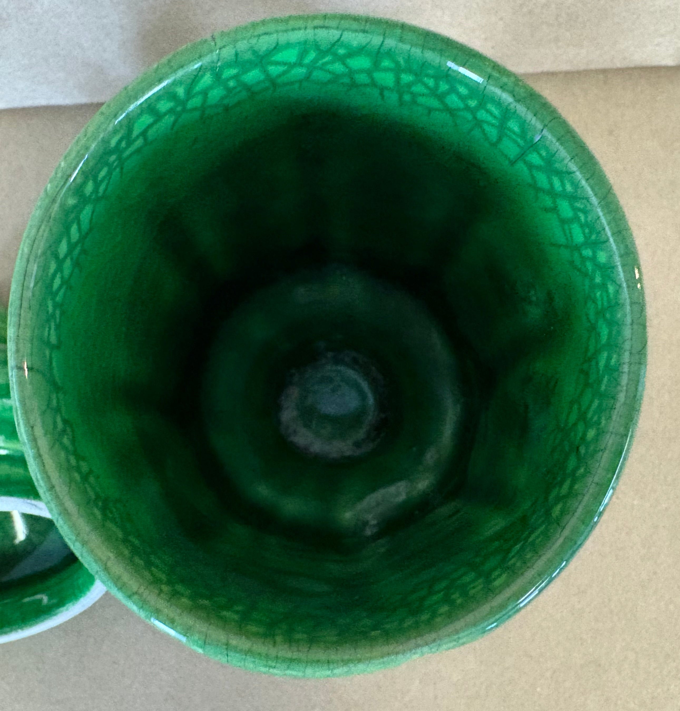 Mid Century Italian Lidded Green and Black Jar