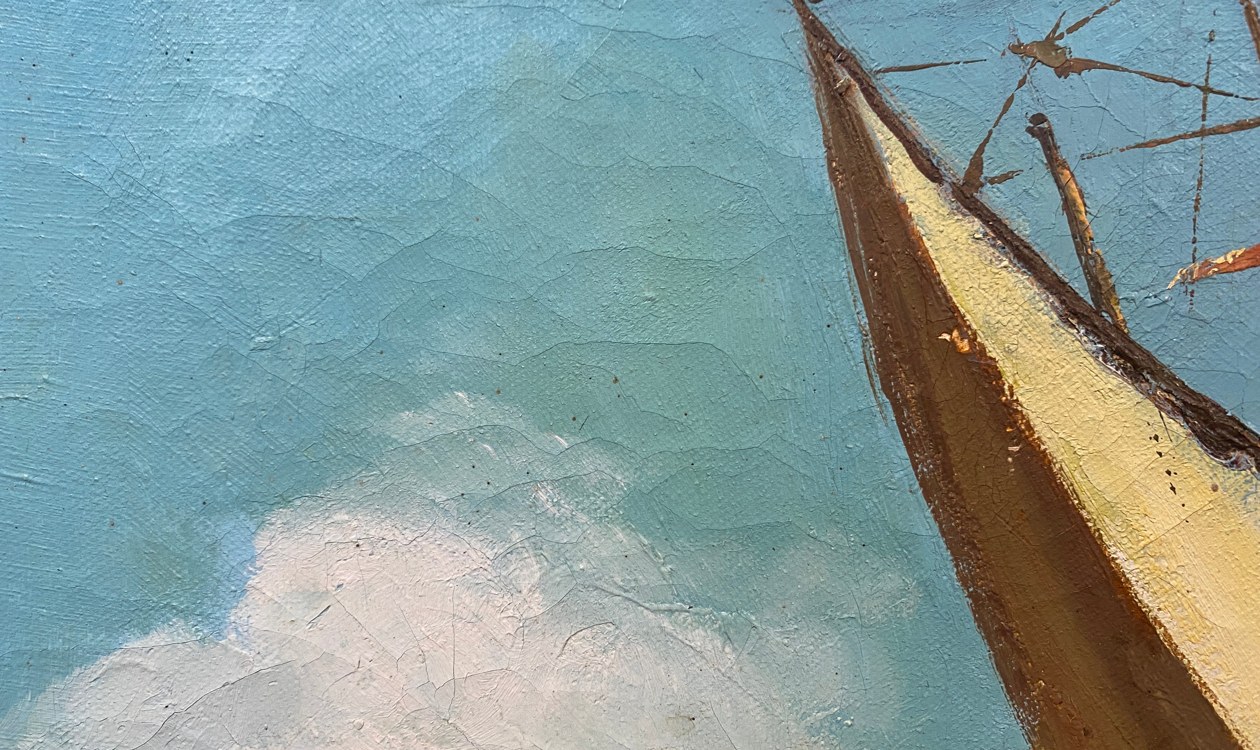 Nautical art, vintage oil painting, blue ocean, beach house, sailing