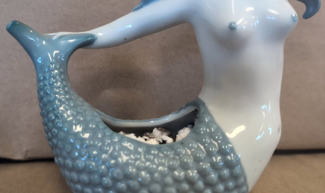 Vintage Ceramic Mermaid Planter
