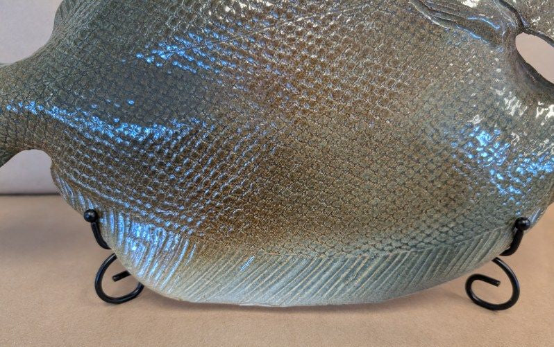 Rosalie Nadeau Pottery Flounder Fish with stand
