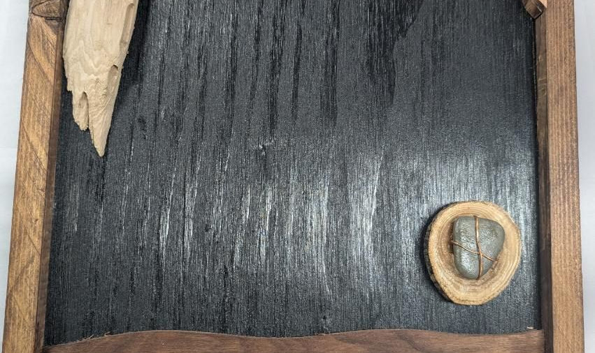 Seashell wood art beach