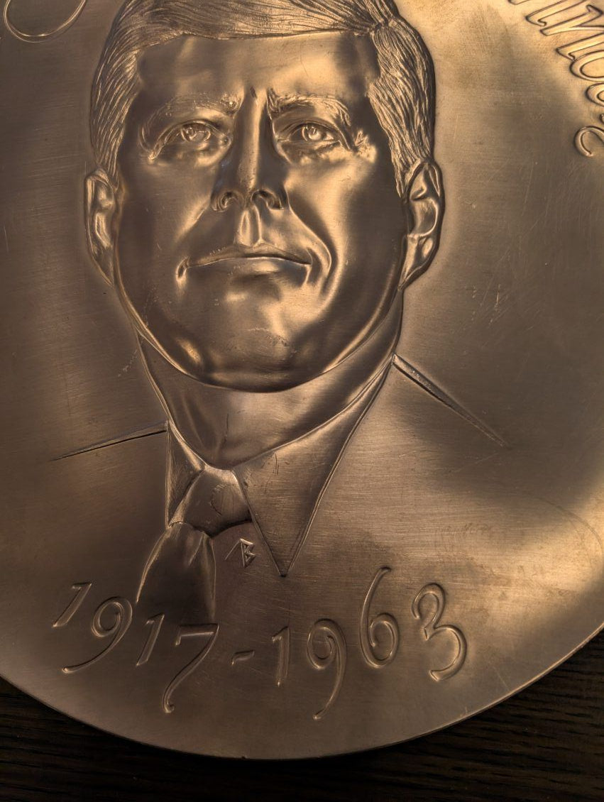 John F. Kennedy pewter plate