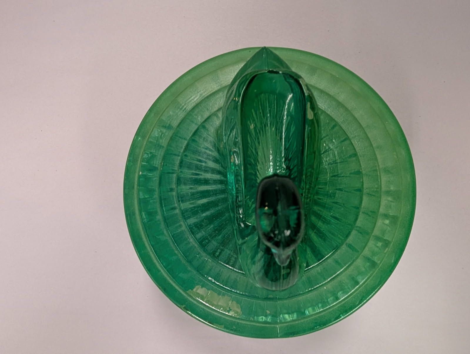 Vintage green depression glass swan candy jar
