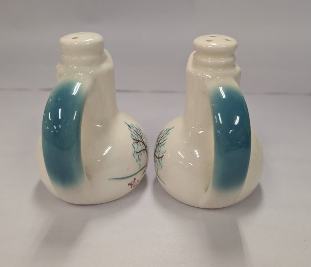 Ceramic mid-century aqua salt & pepper