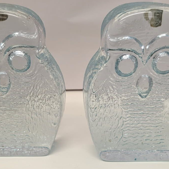 Blenko glass owl bookends