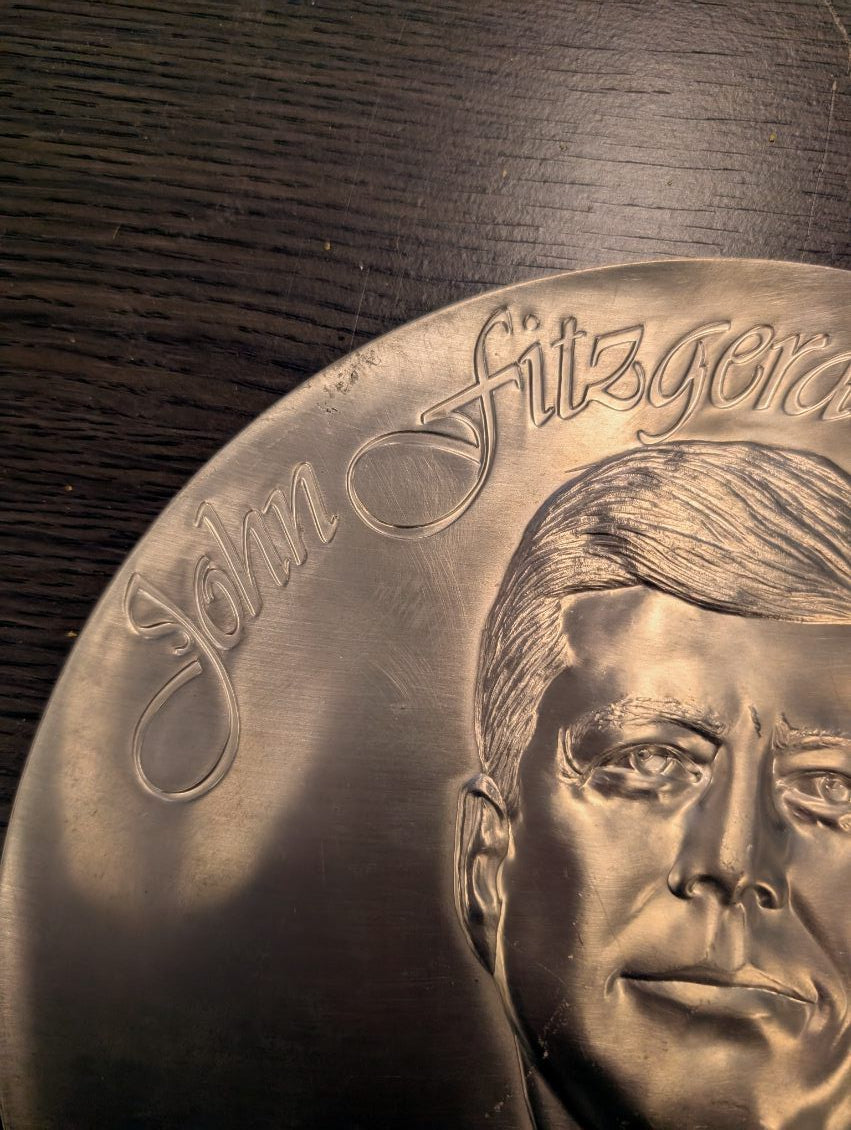 John F. Kennedy pewter plate