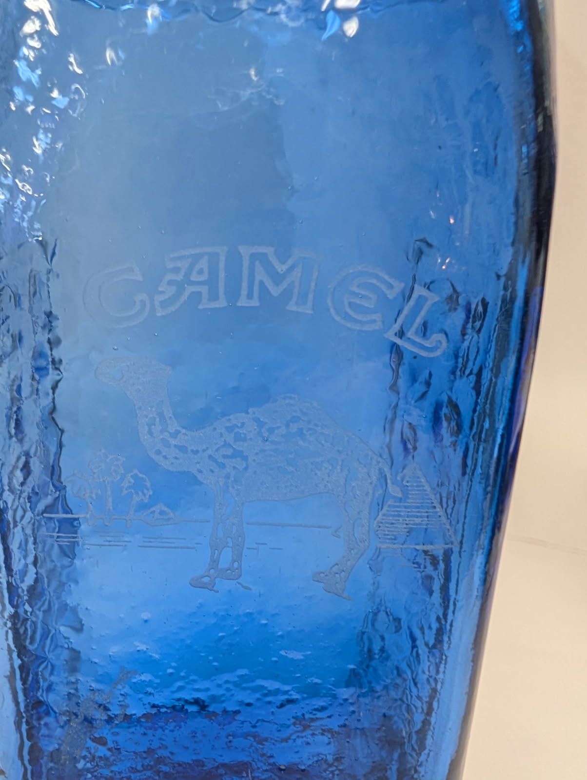 Camel Cigarettes cobalt glass vase