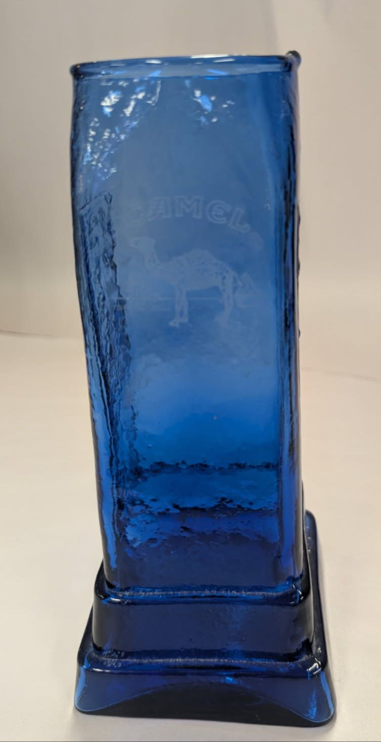 Camel Cigarettes cobalt glass vase