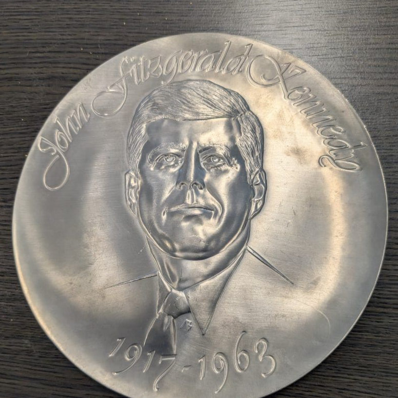 John F. Kennedy pewter plate