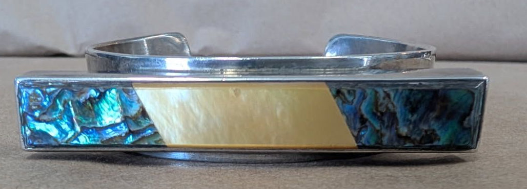Sterling, Abalone, Mother of Pearl 1970's England cuff