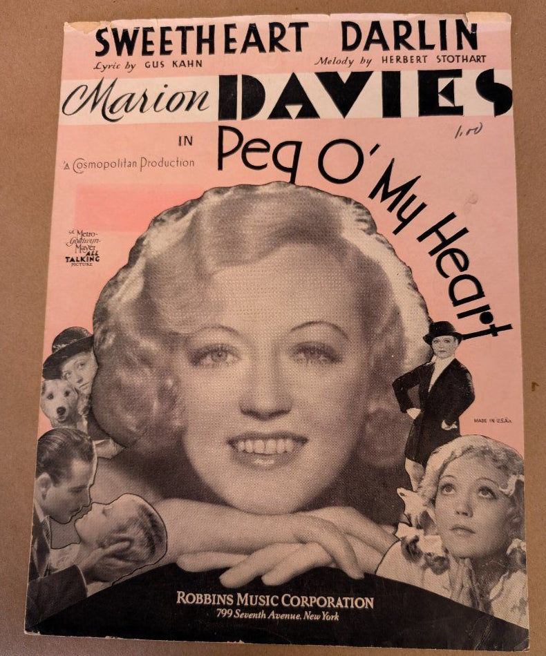 Sweetheart Darlin Peg of My heart Marion Davies sheet music