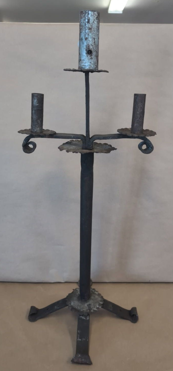 Large Gothic antique double candlestick