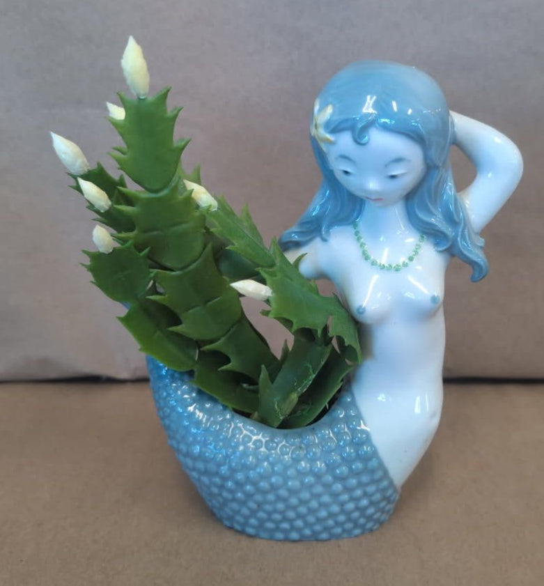 Vintage Ceramic Mermaid Planter 