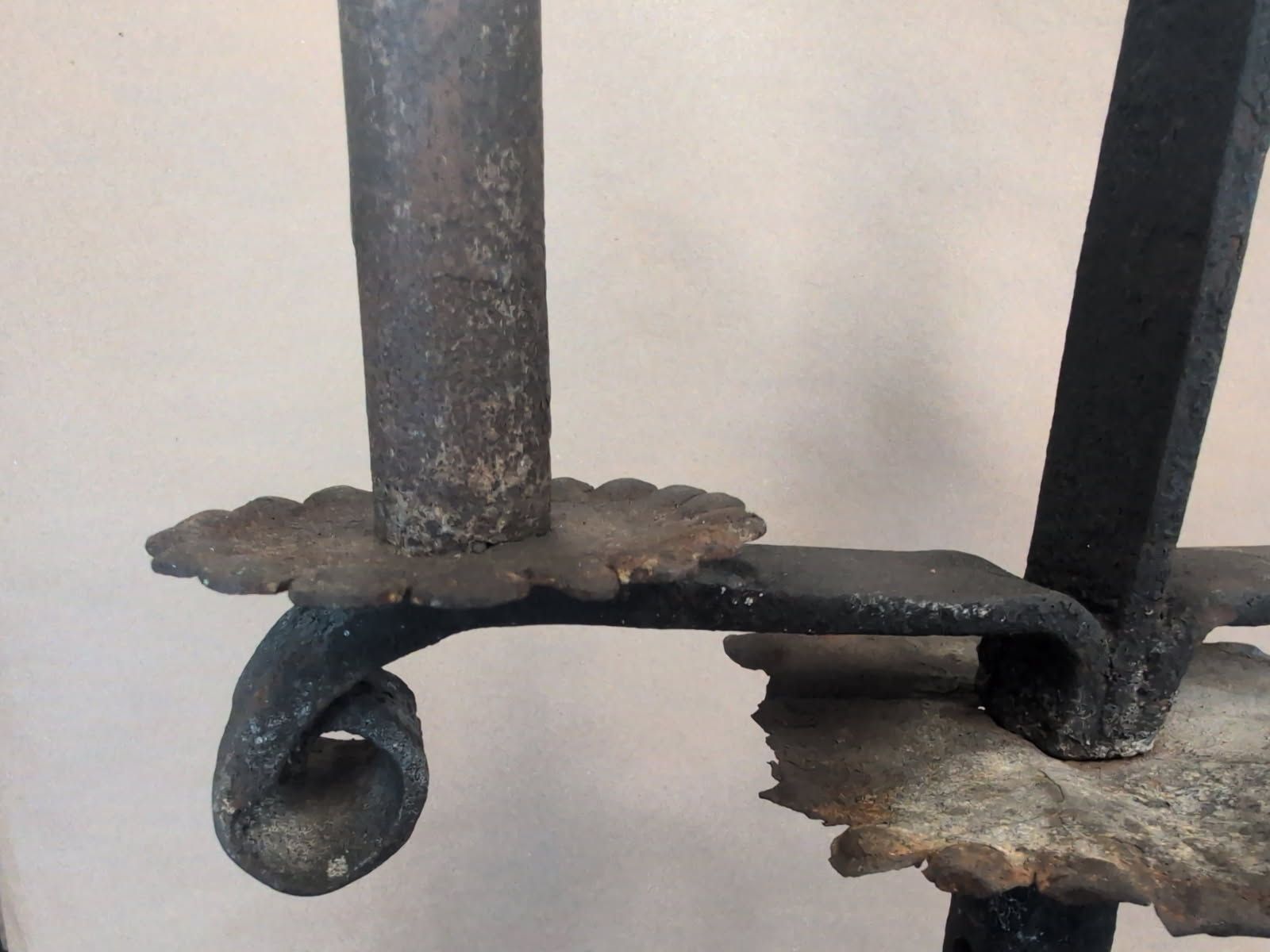 Large Gothic antique double candlestick