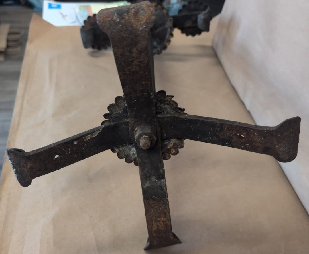 Large Gothic antique double candlestick