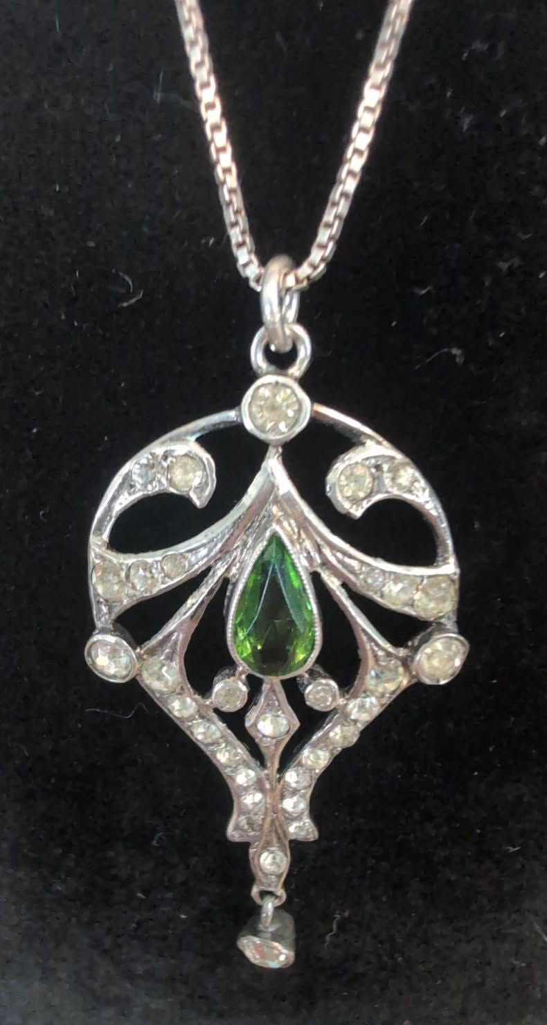 19th century 24" Sterling chain with Pendant by C. Austro 