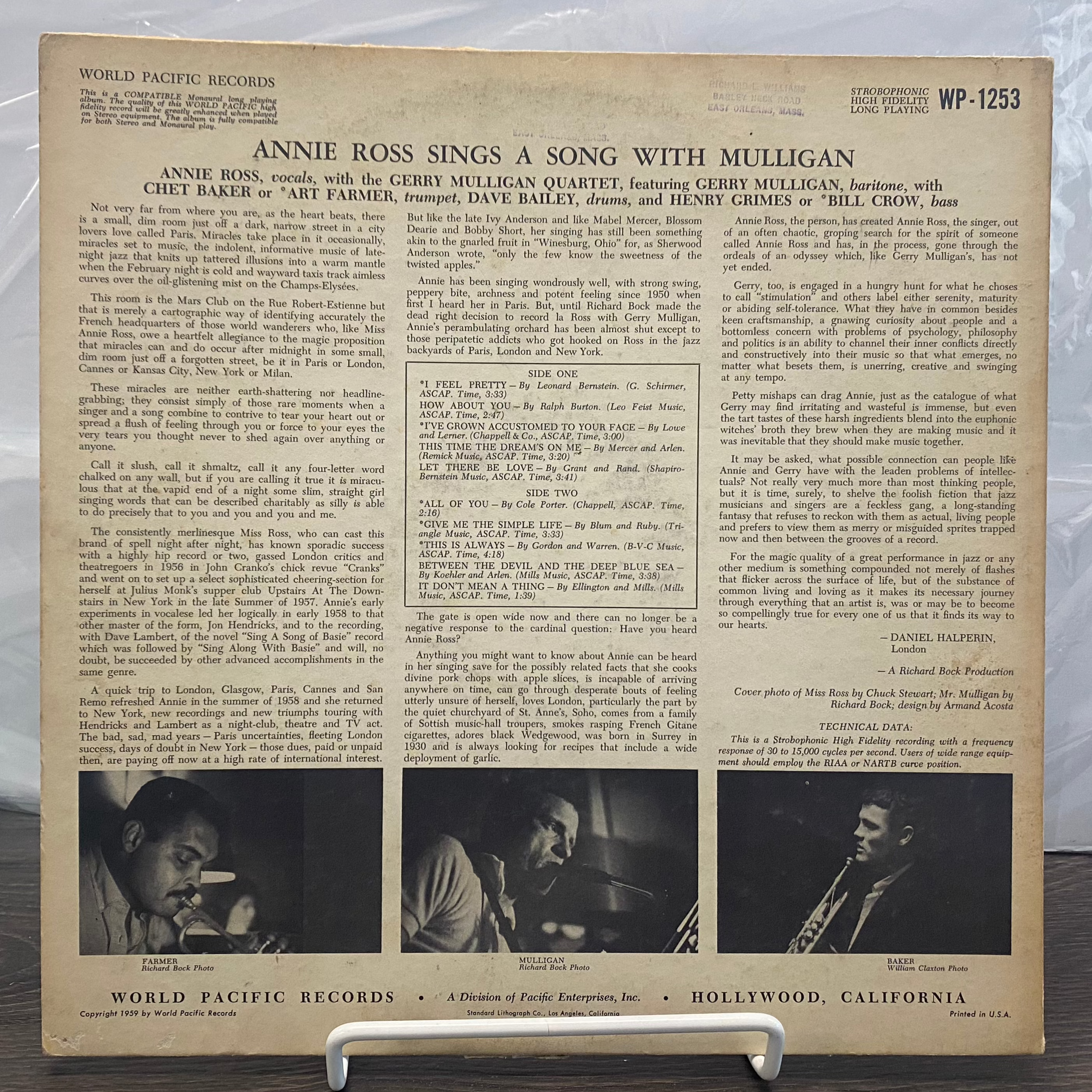 Annie Ross Gerry Mulligan vinyl lp