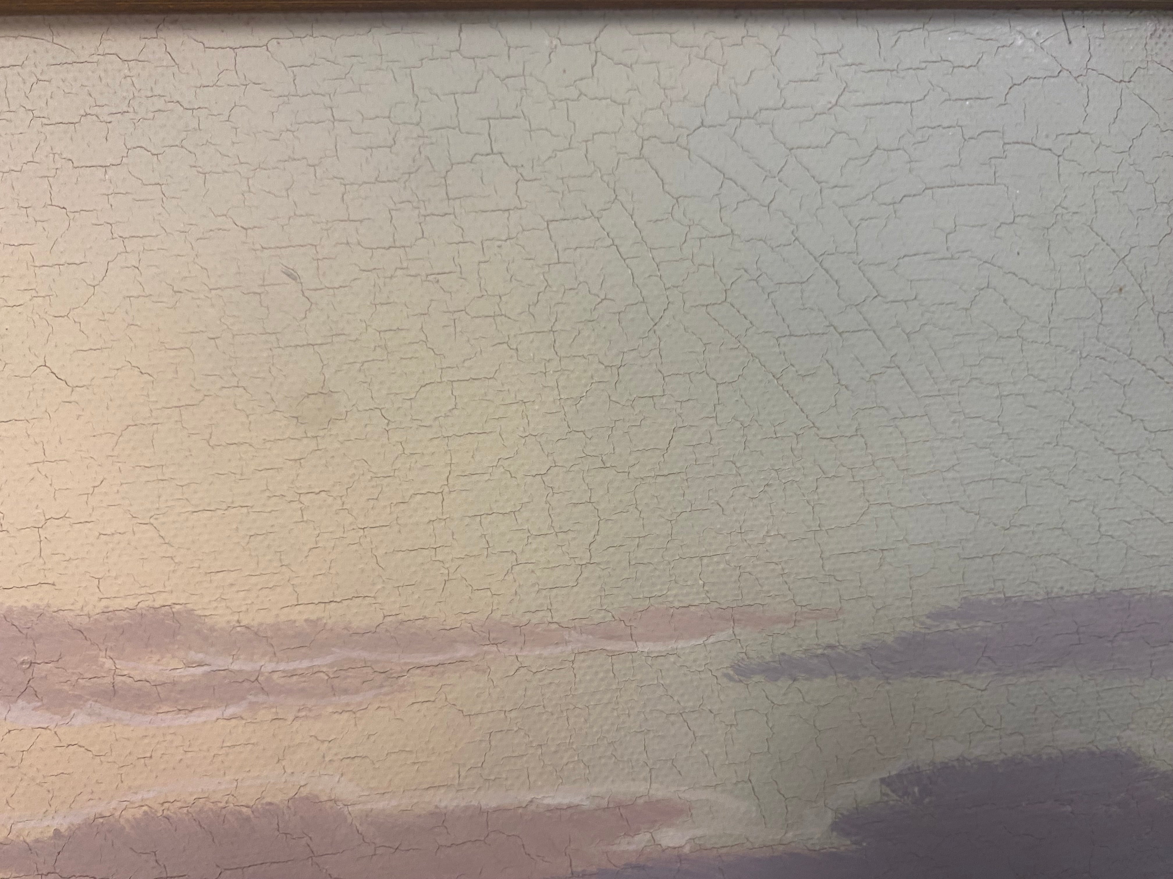 vintage oil painting , rolling ocean waves Artist Schipper , coastal new England
