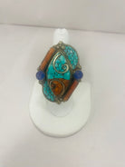 sterling silver,  turquoise, coral, lapis vintage ring, vintage jewelry