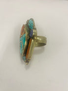 sterling silver,  turquoise, coral, lapis vintage ring, vintage jewelry