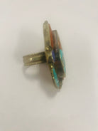 sterling silver,  turquoise, coral, lapis vintage ring, vintage jewelry