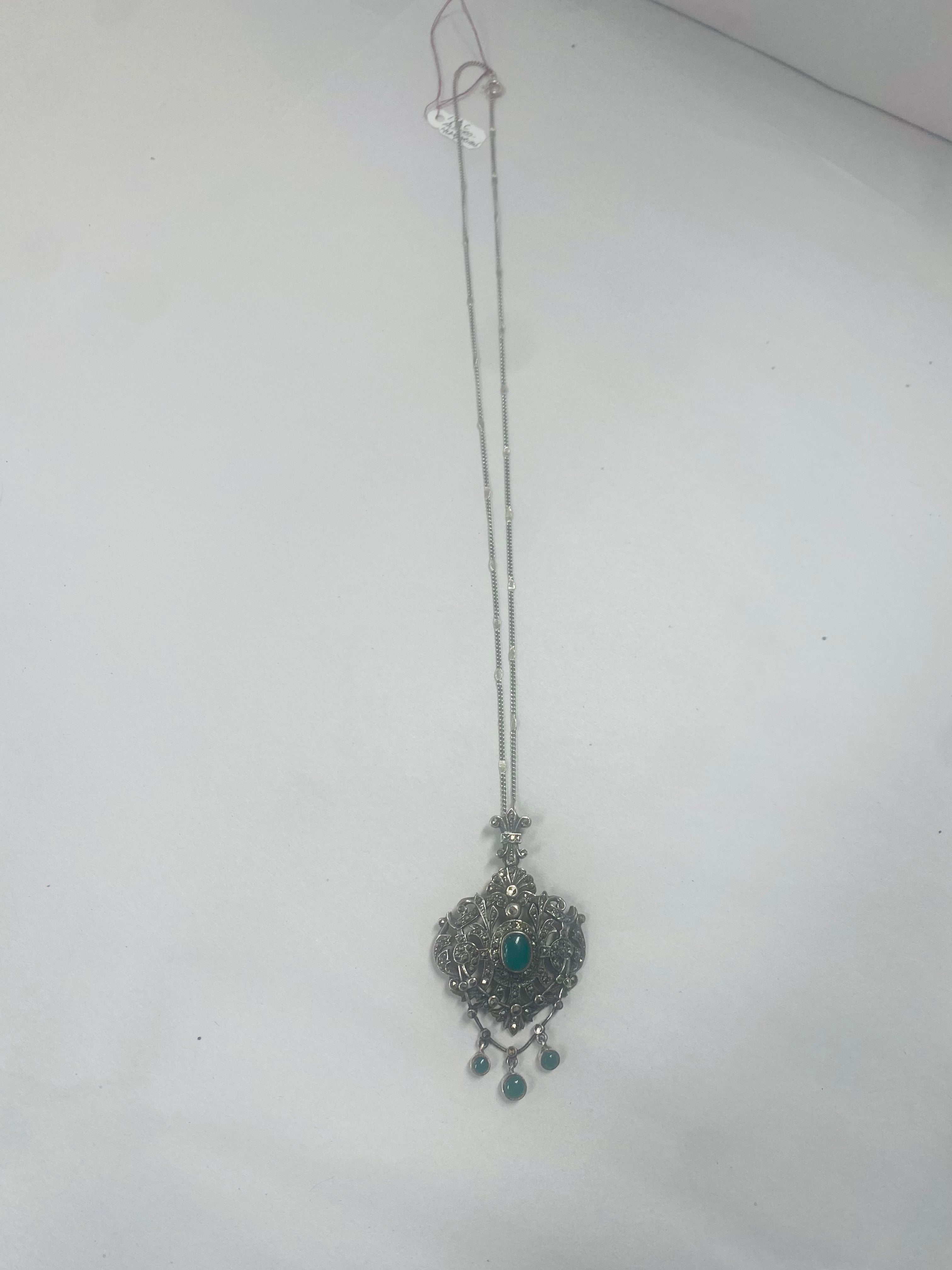 vintage jewelry, sterling silver, green onyx, austro-hungarian, 19th century