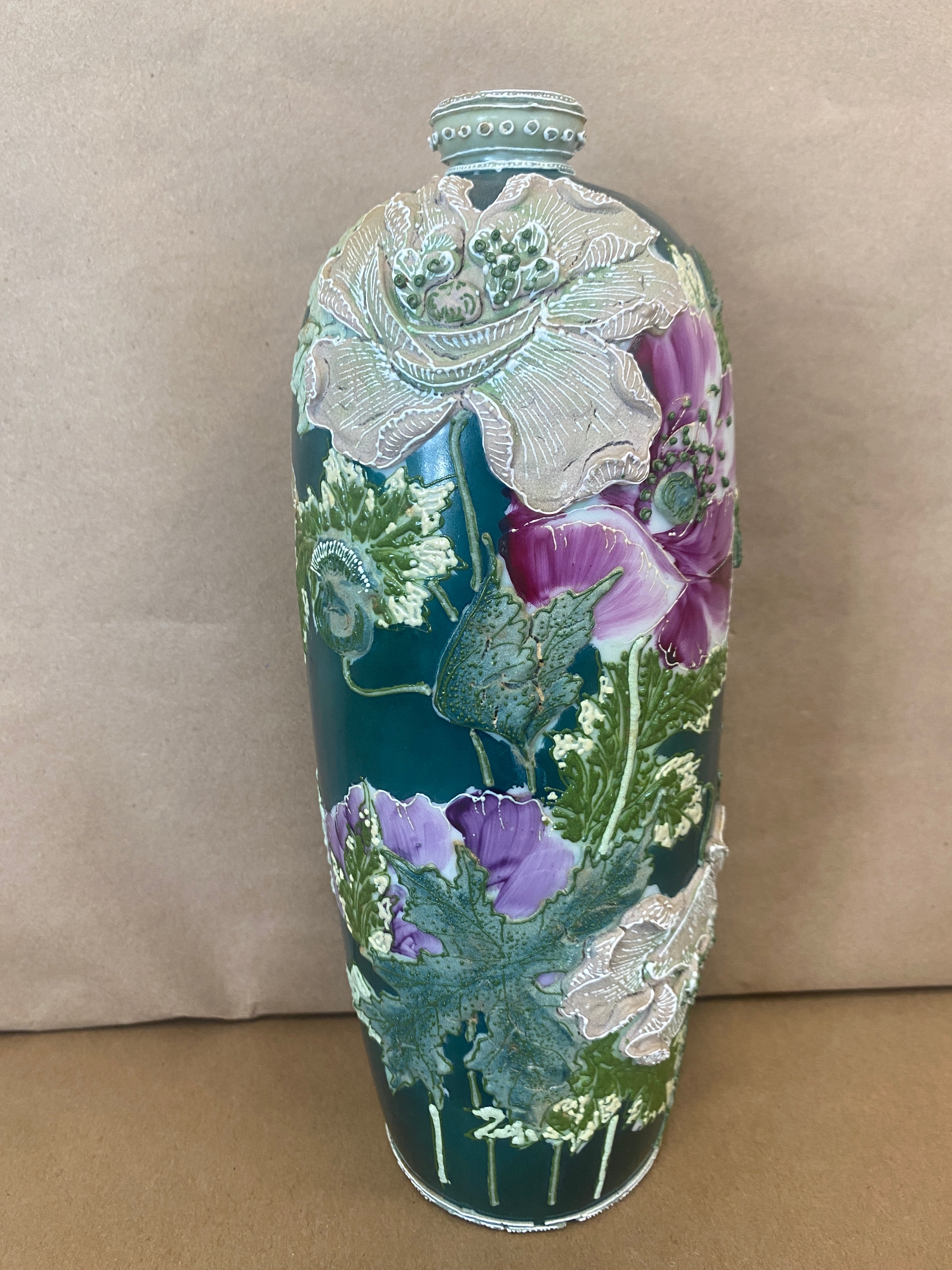 Japanese Moriage, Floral Vase, Antique vase