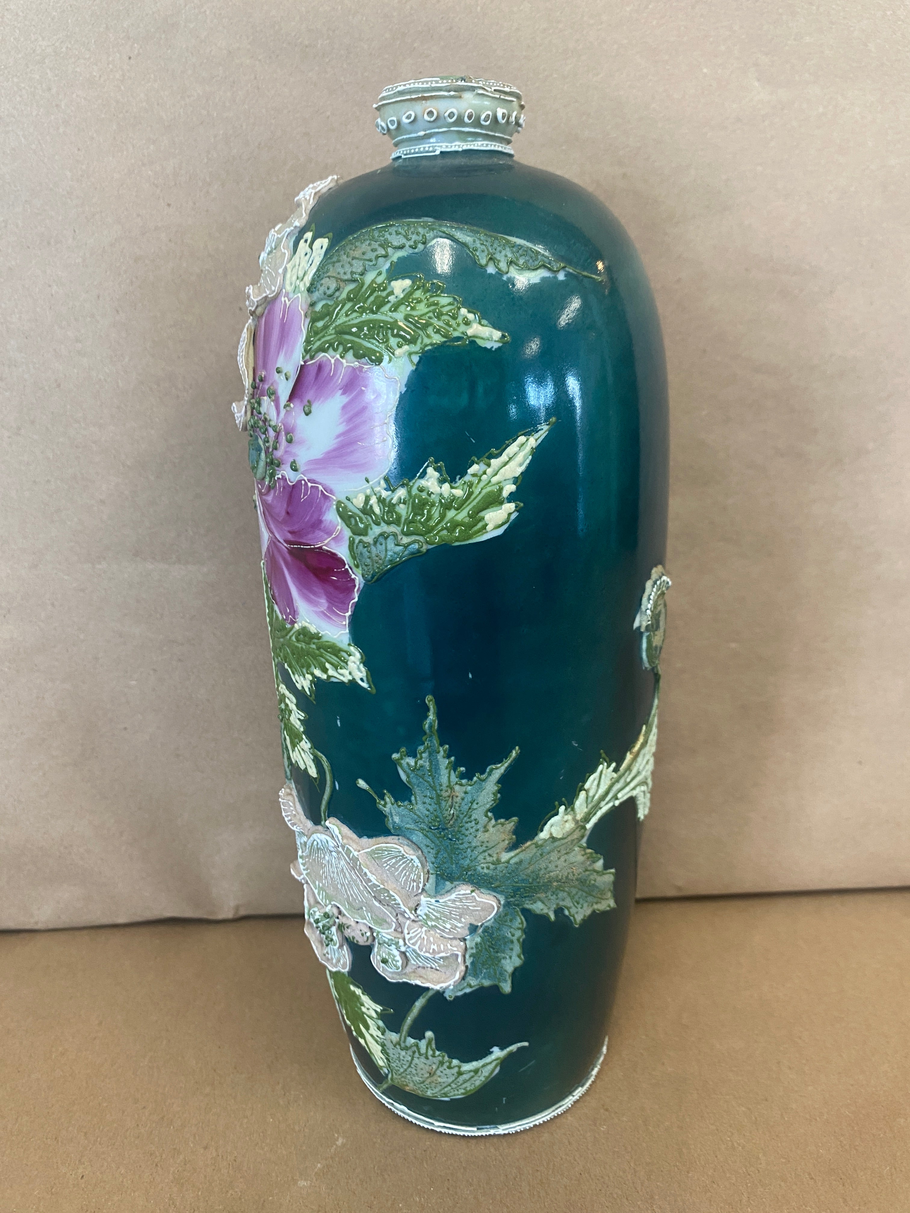 Japanese Moriage, Floral Vase, Antique vase
