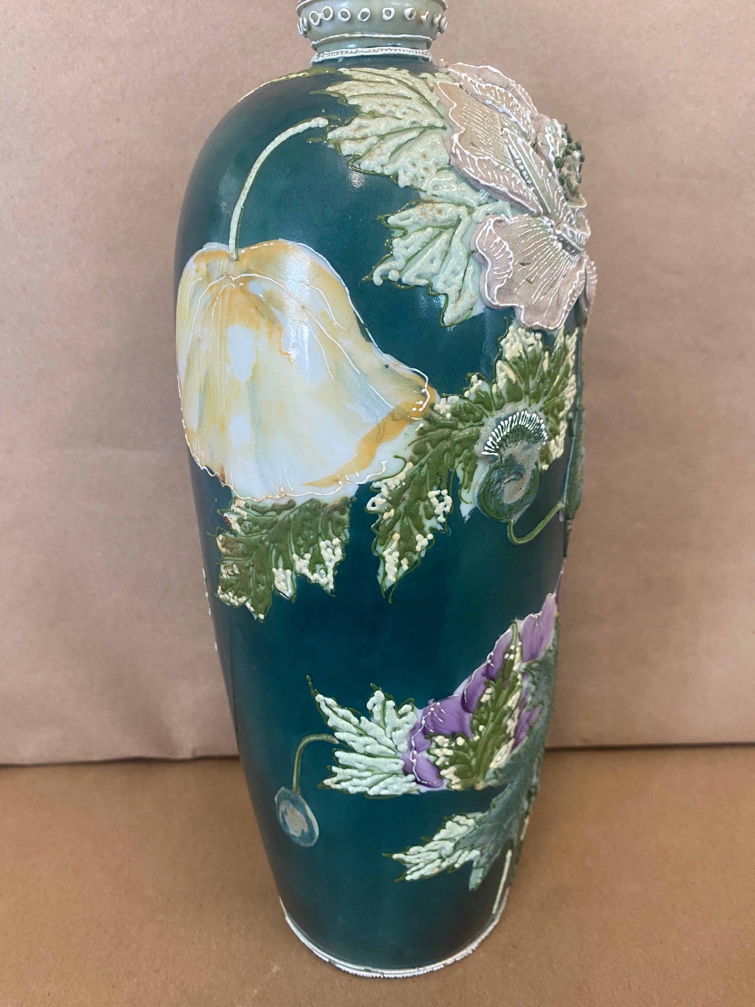 Japanese Moriage, Floral Vase, Antique vase