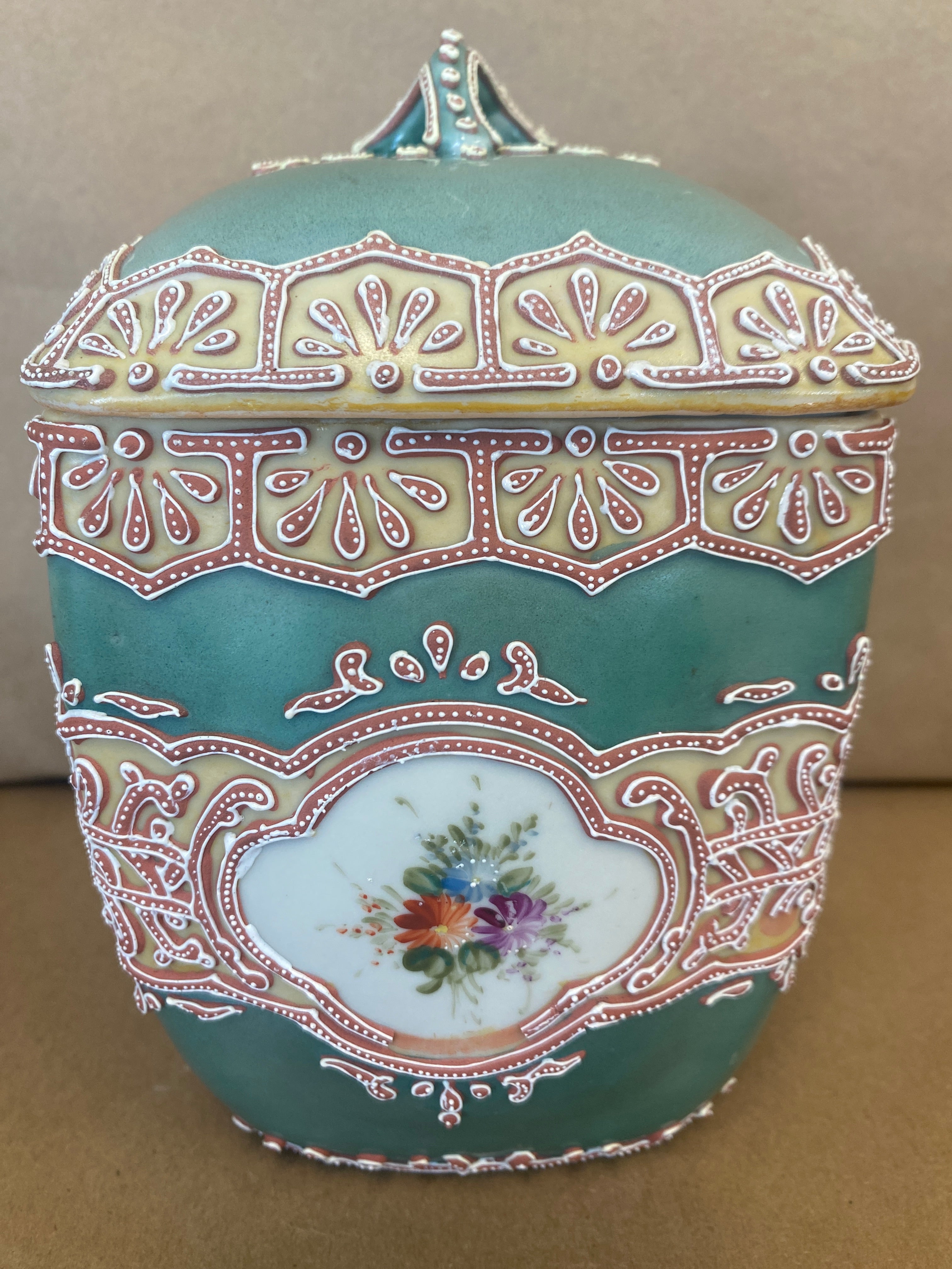 Japanese Moriage, Antique Biscuit Jar