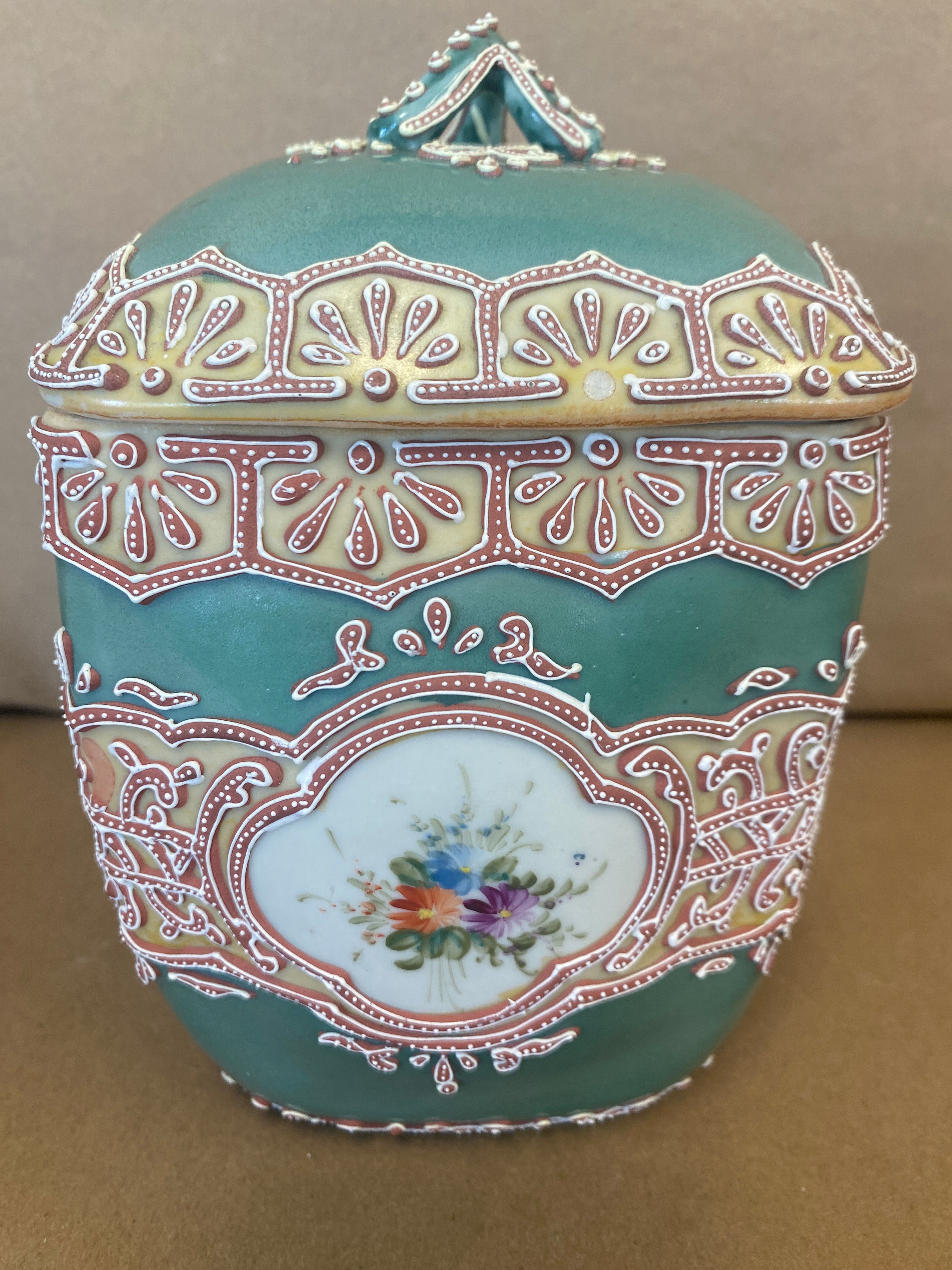 Japanese Moriage, Antique Biscuit Jar