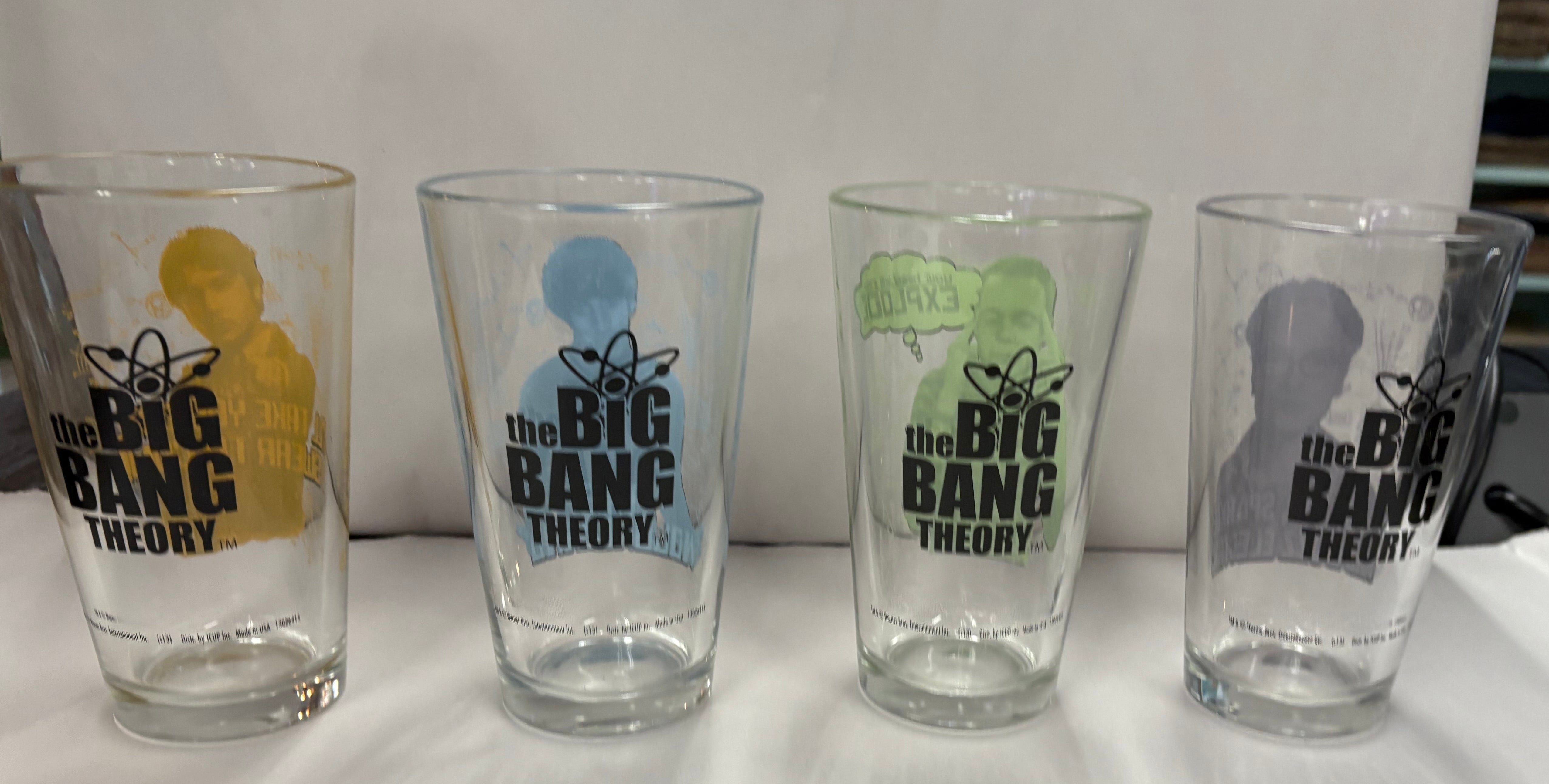 Set of 4 Big Bang Theory 16 oz glasses.