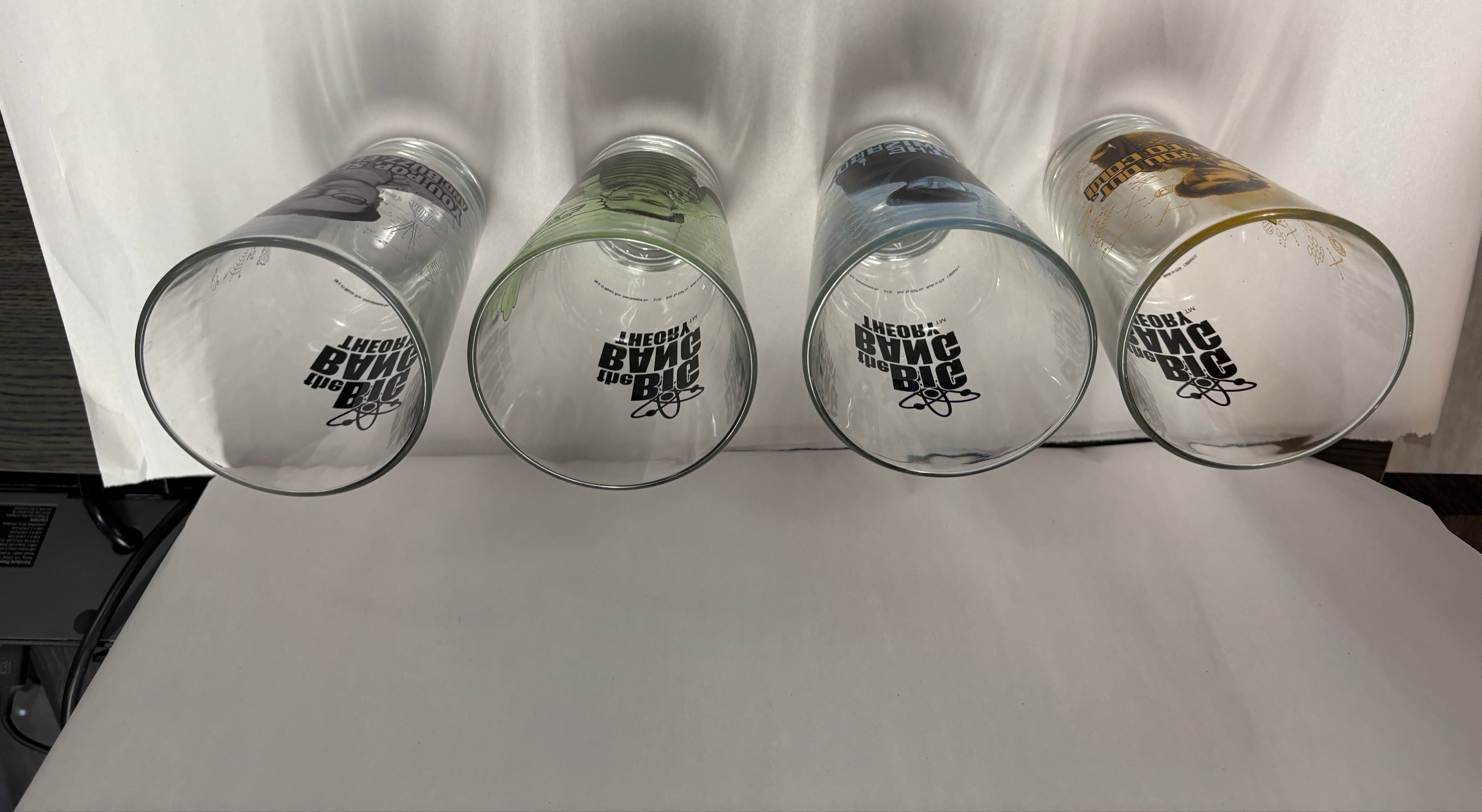 Set of 4 Big Bang Theory 16 oz glasses.