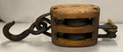 antique wood block and tackle pulley