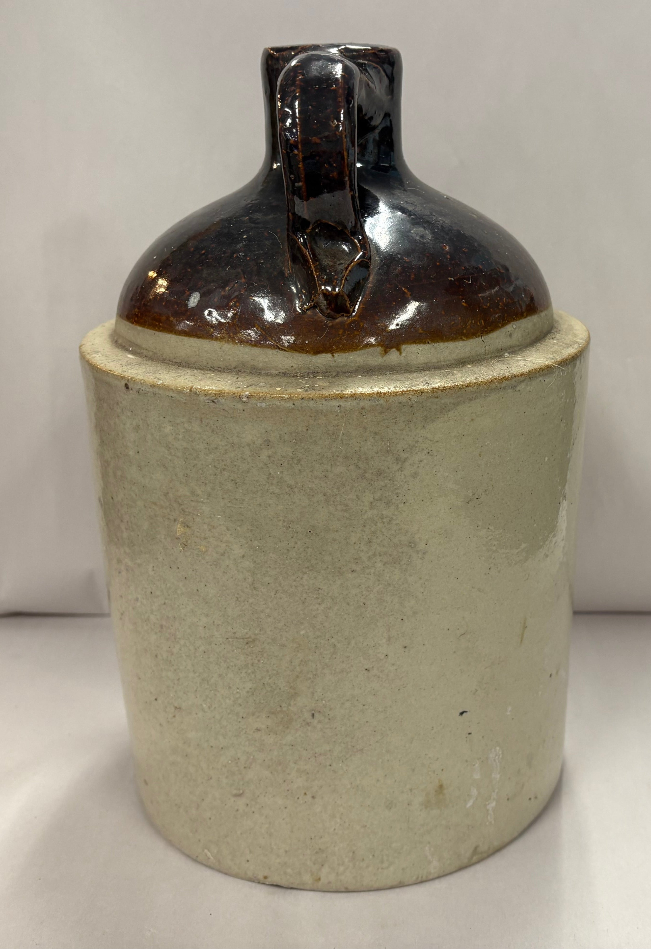 Vintage Whiskey Stoneware Brown and White Jug