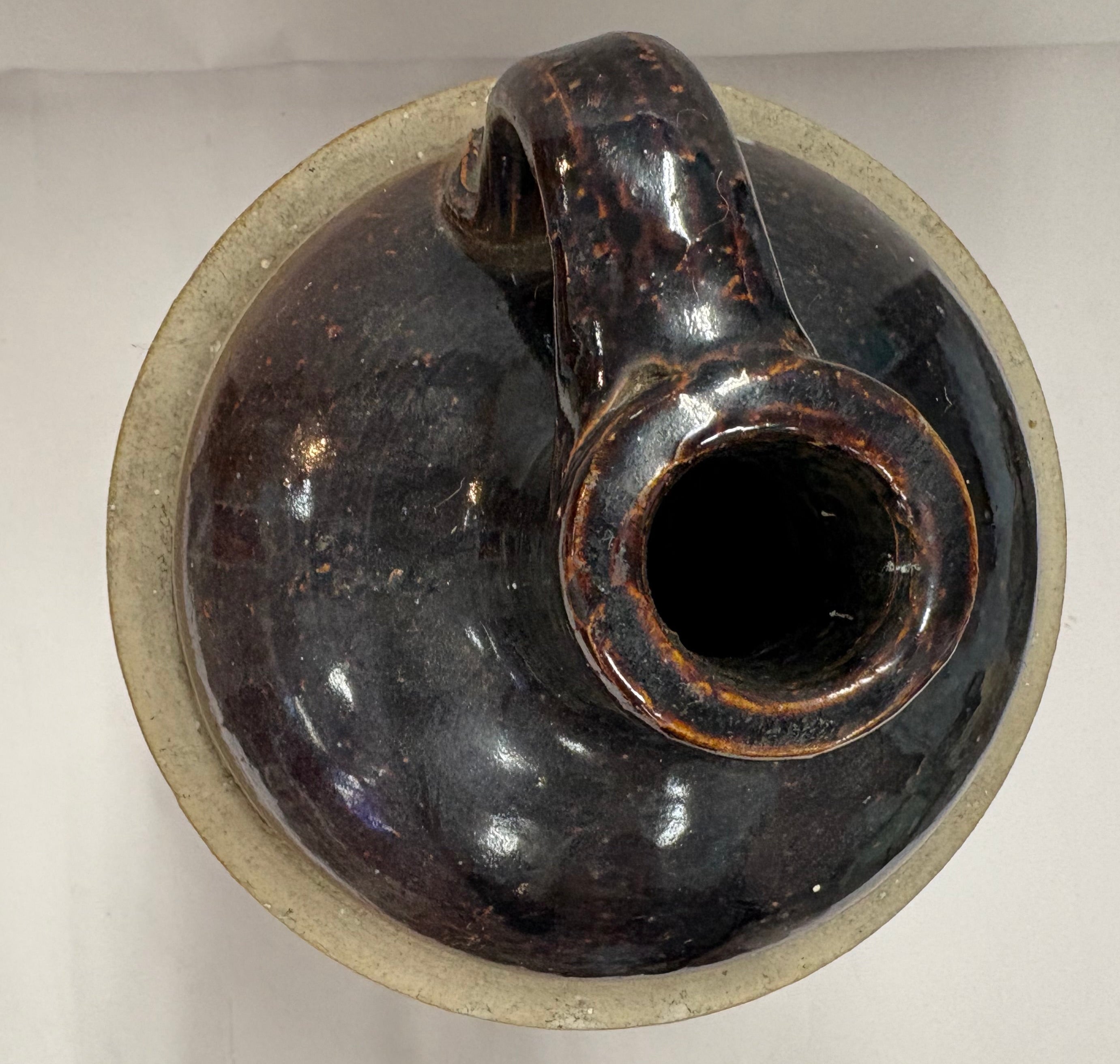 Vintage Whiskey Stoneware Brown and White Jug
