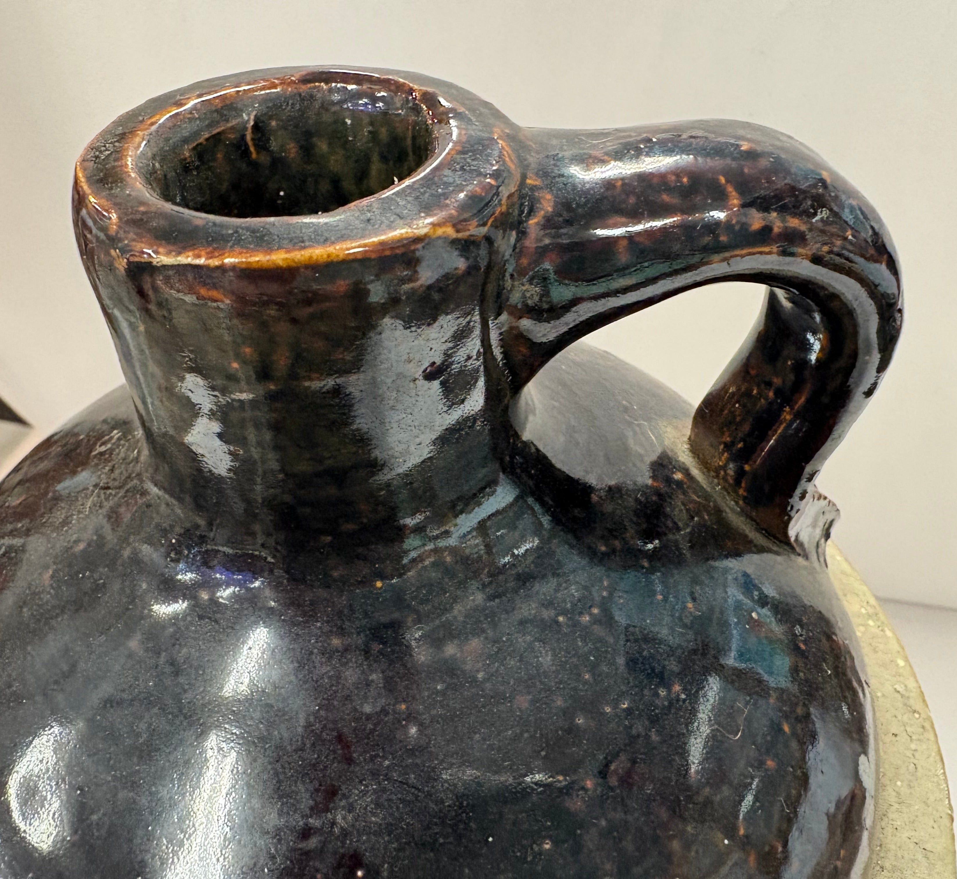 Vintage Whiskey Stoneware Brown and White Jug