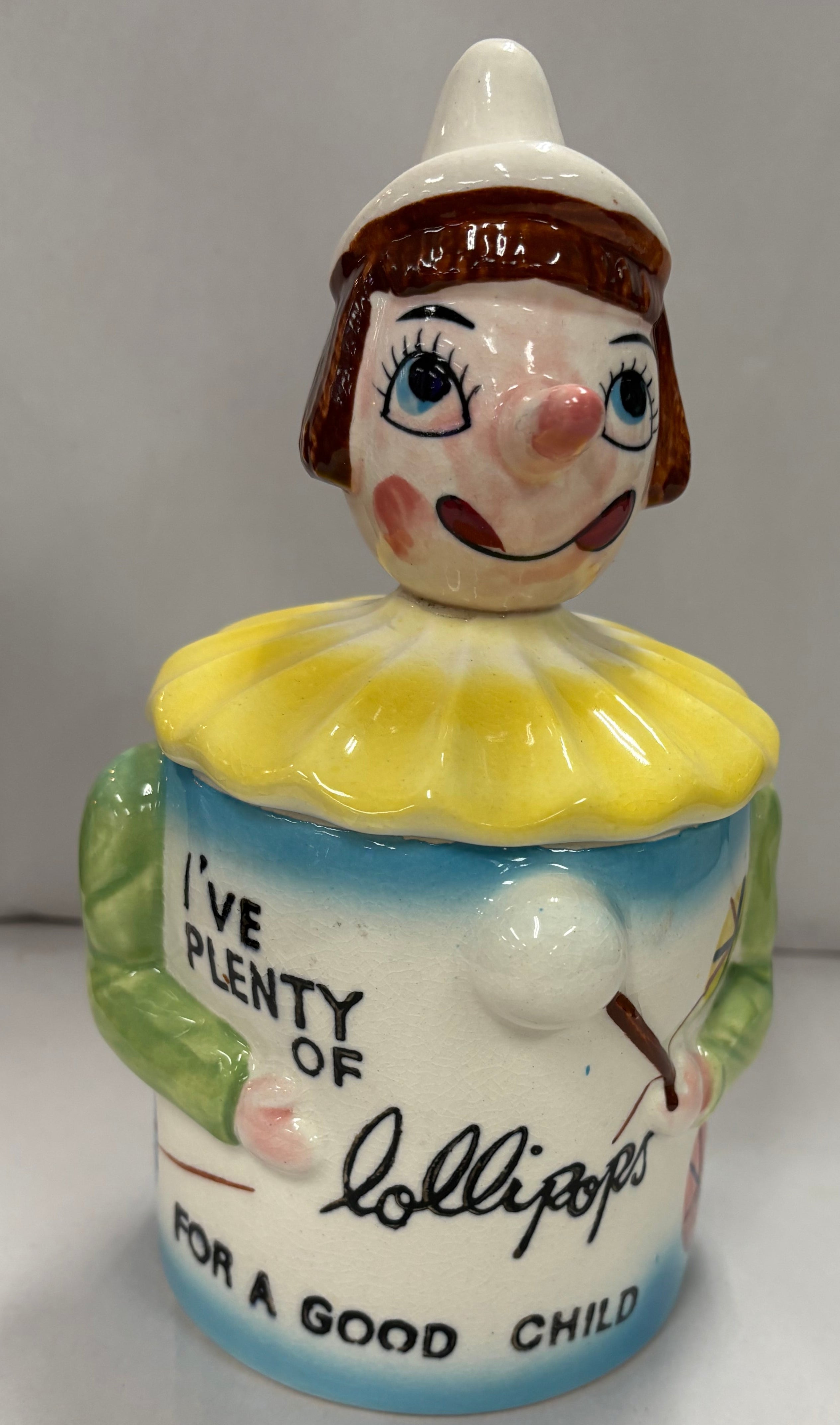 Vintage clown lollipop jar