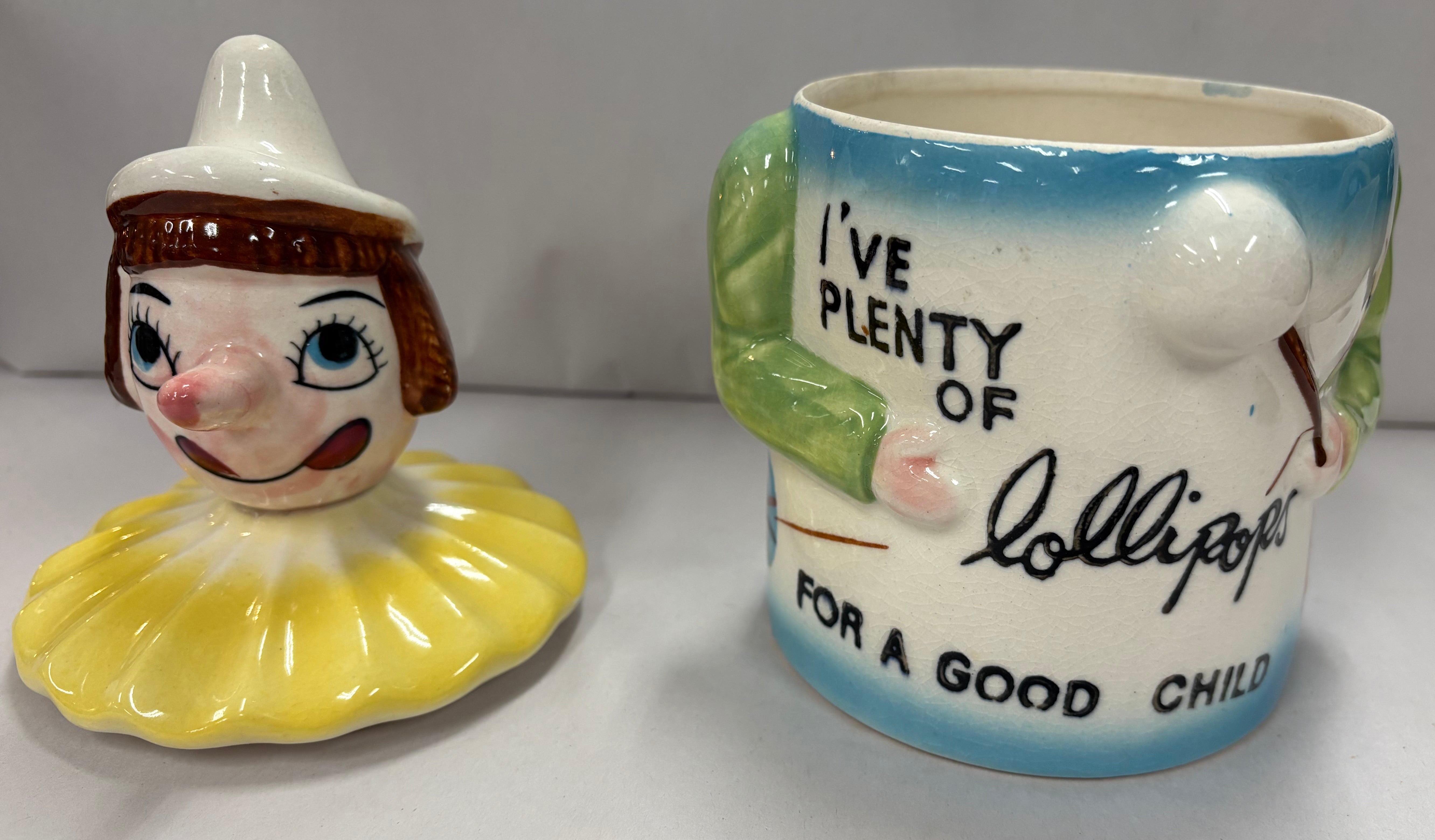Vintage clown lollipop jar