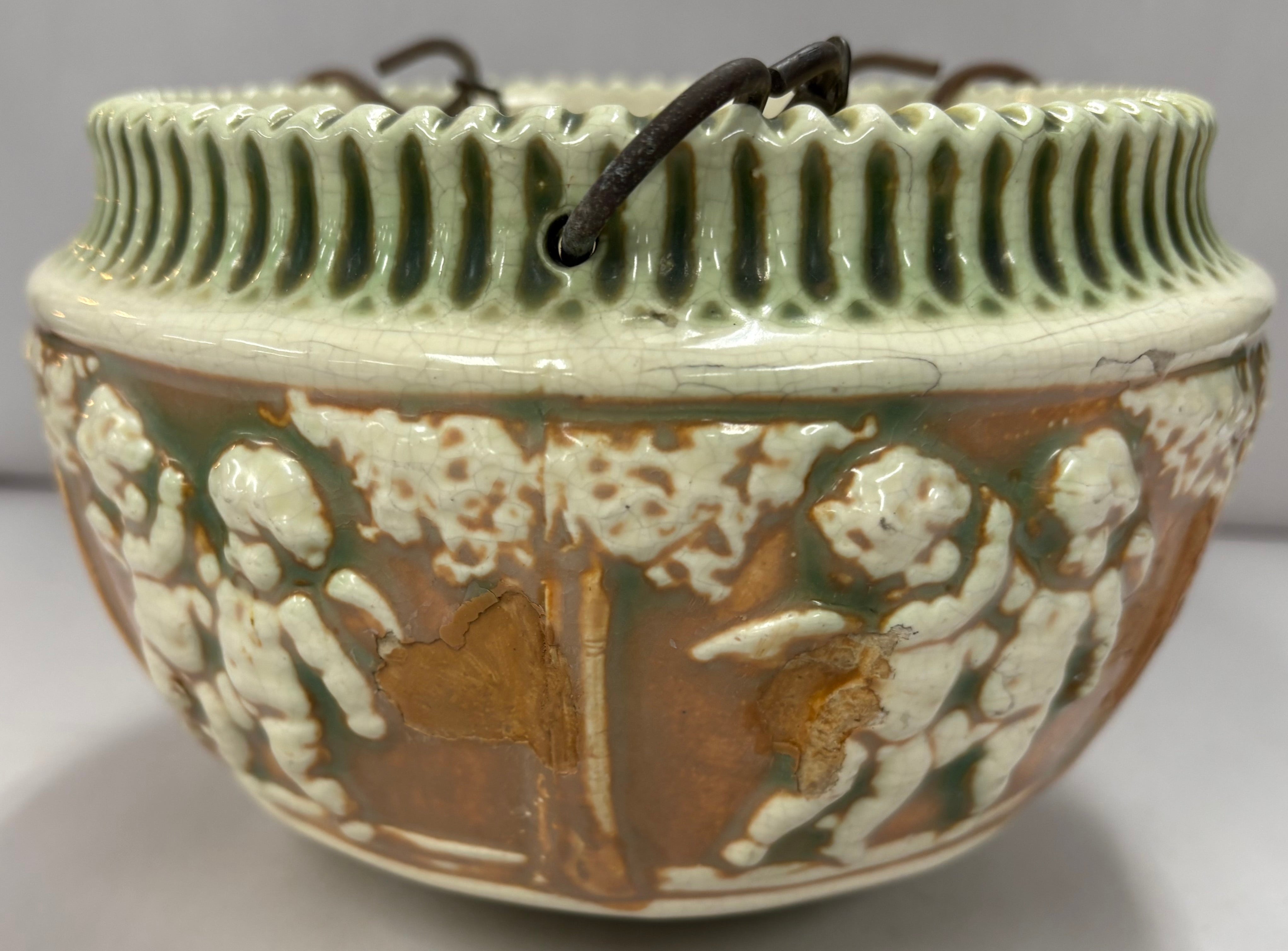 Vintage Roseville Donatello pot with Cherubs