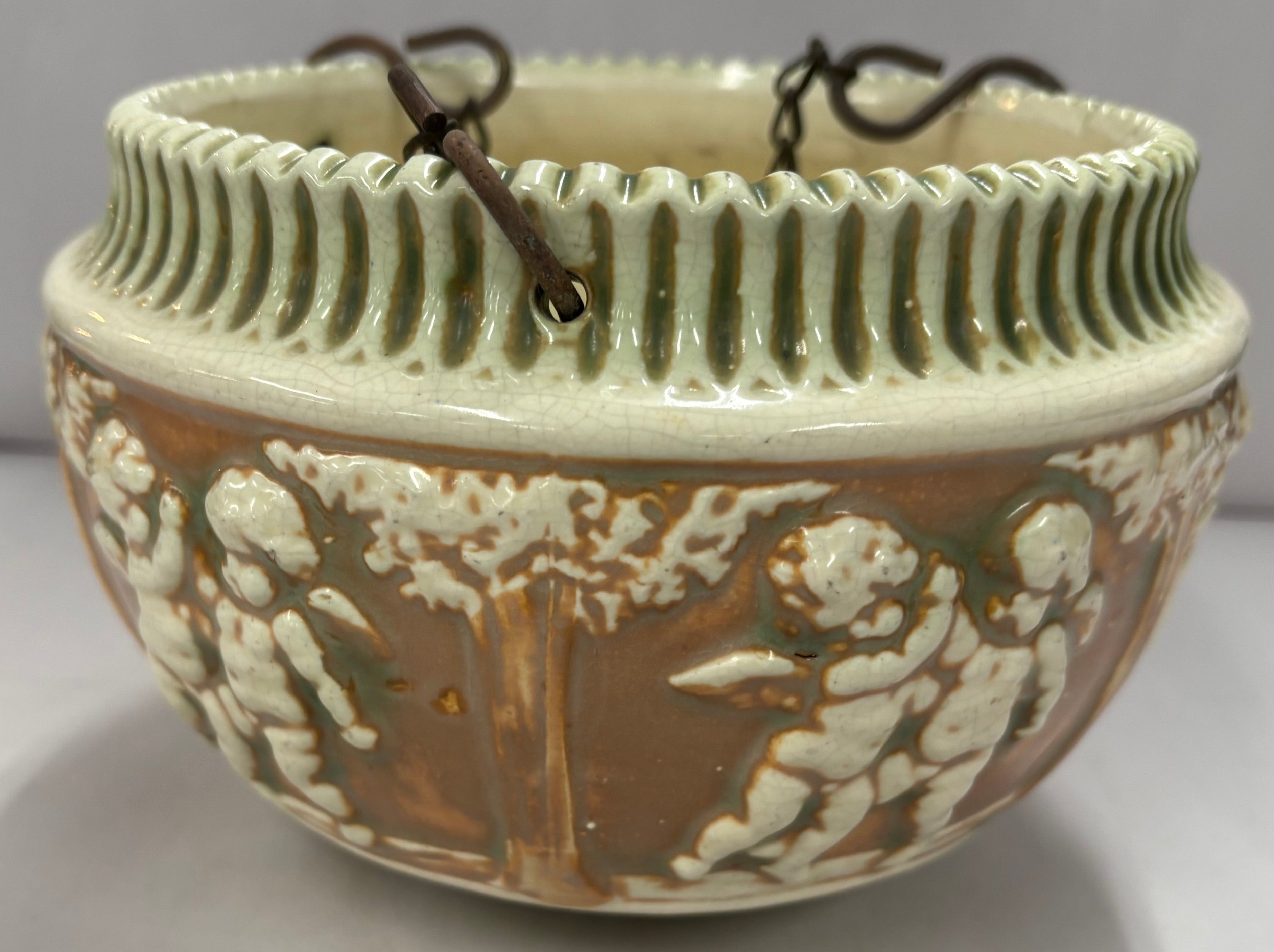 Vintage Roseville Donatello pot with Cherubs
