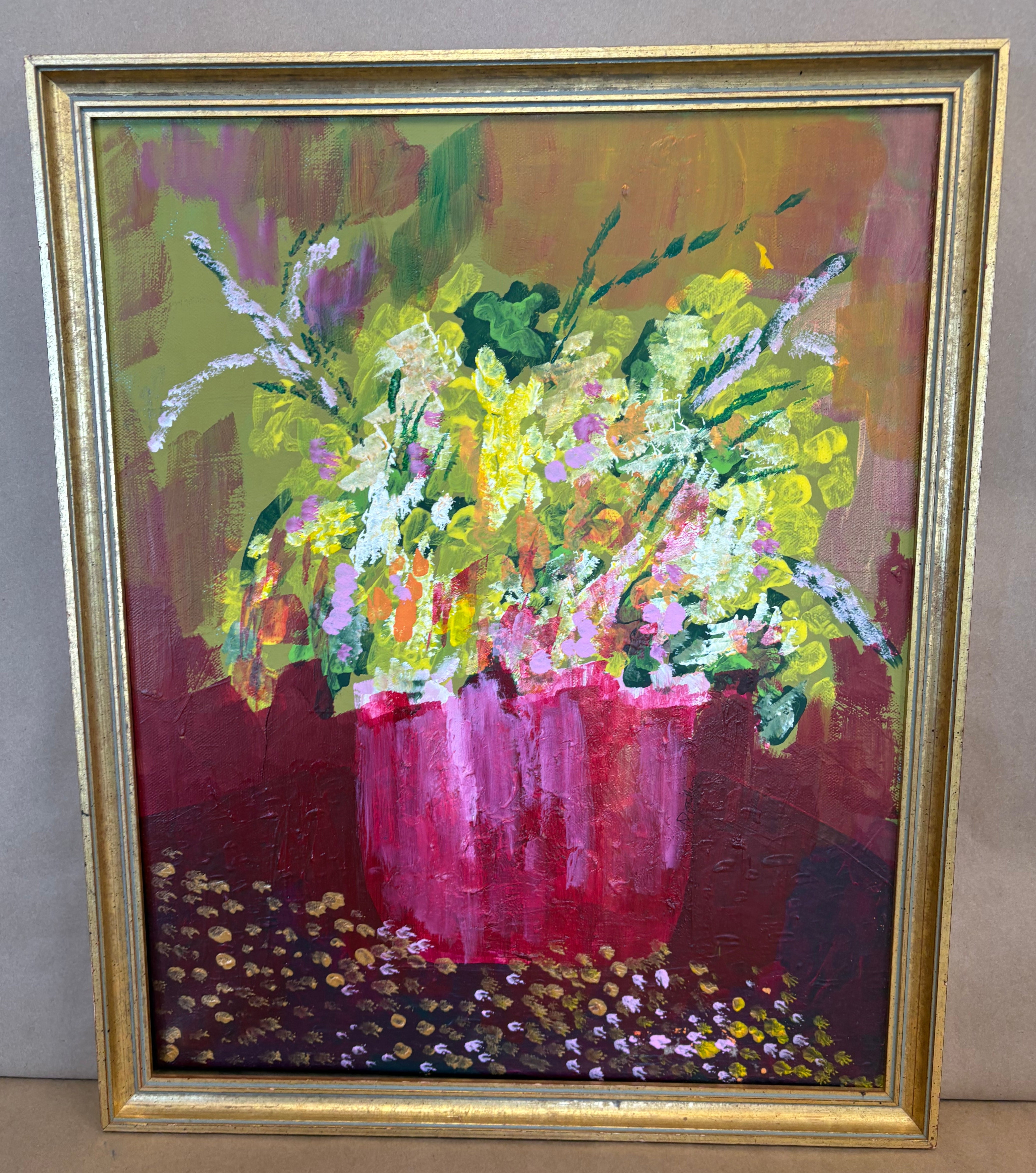acrlylic Painting floral art pink