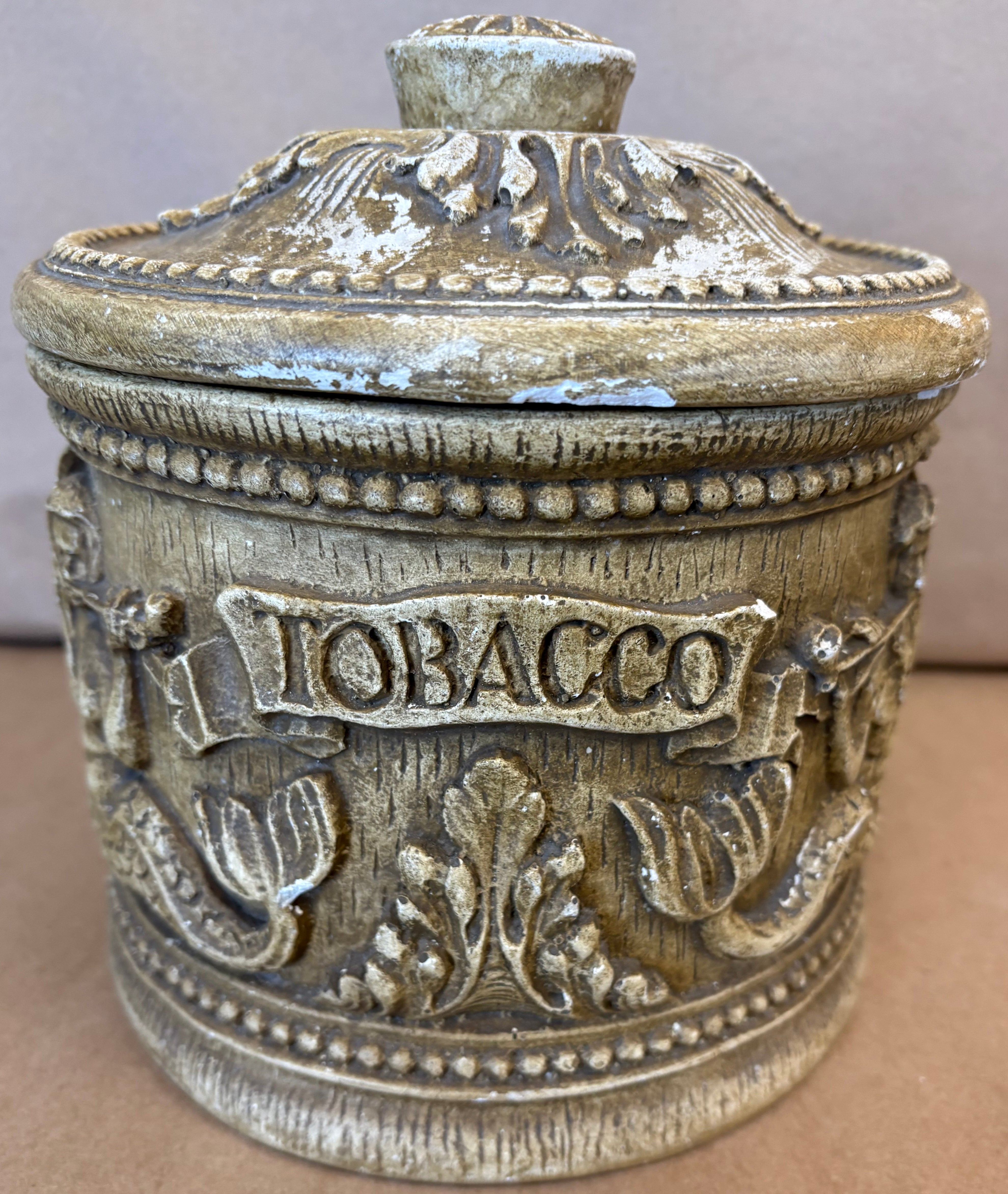 Vintage stoneware Tobacco Jar with Mermaids and Mermen