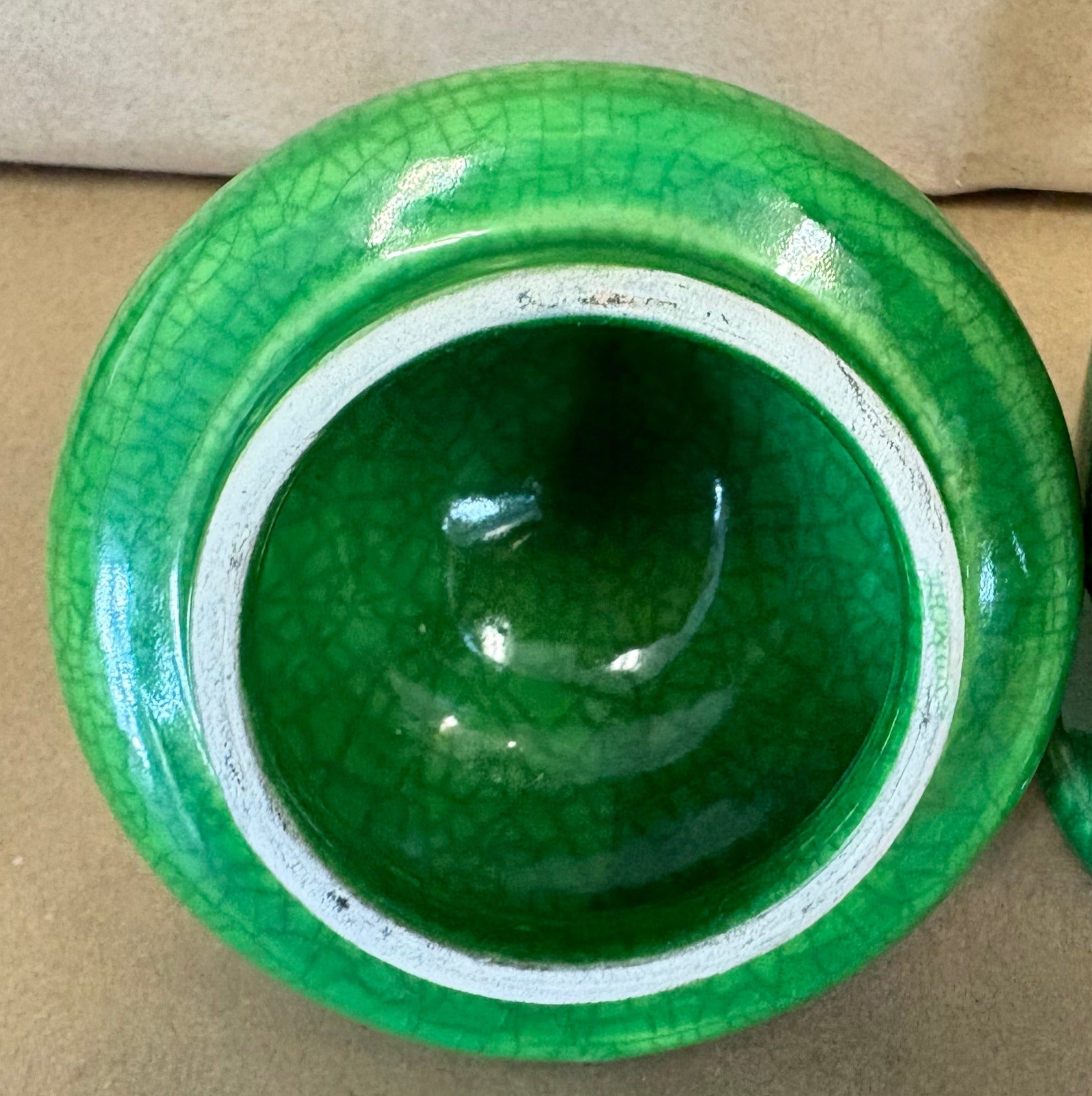 Mid Century Italian Lidded Green and Black Jar