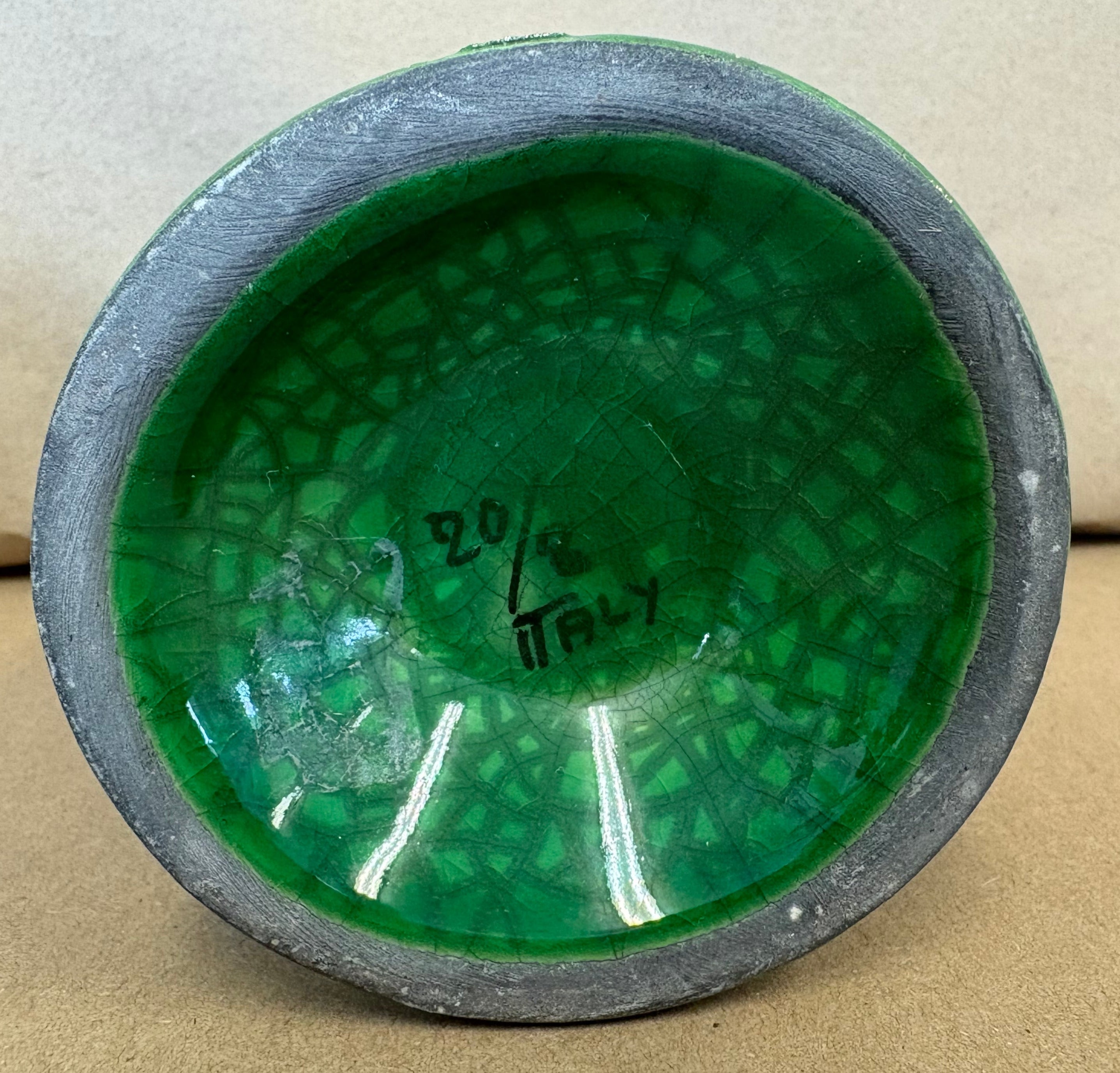 Mid Century Italian Lidded Green and Black Jar
